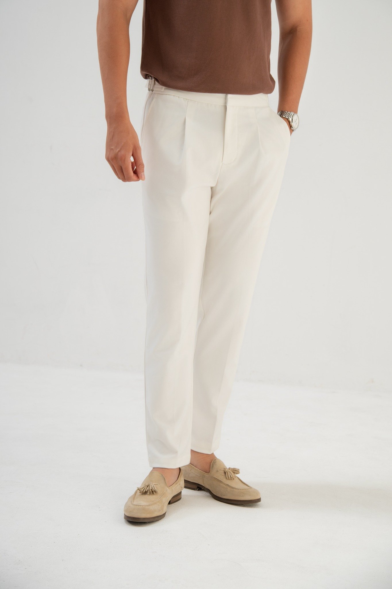 AG01 PREMIUM SLIMFIT SIDETAB TROUSERS - WHITE