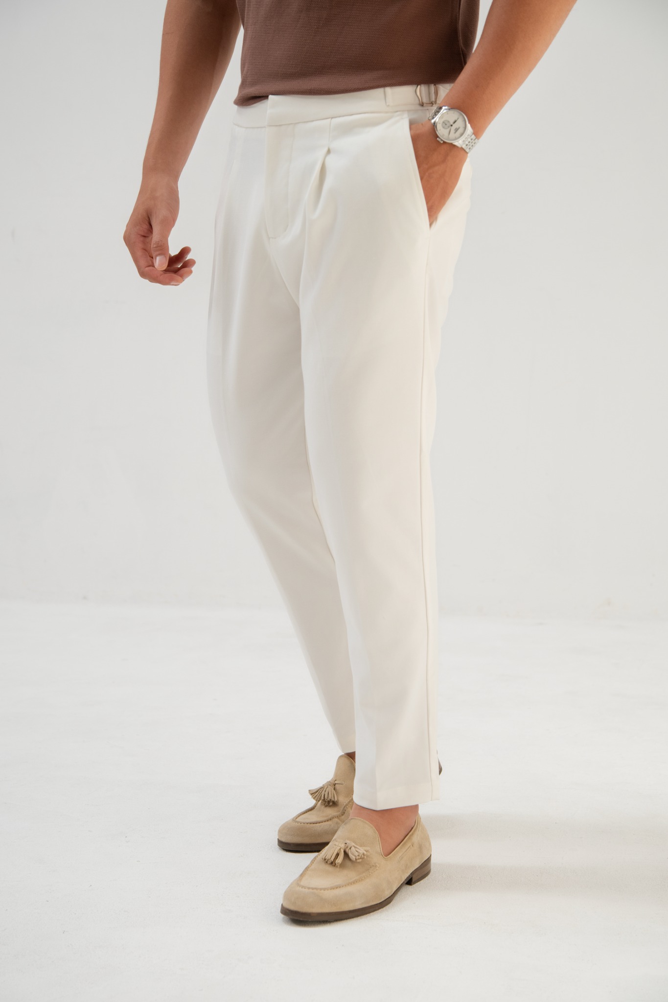 AG01 PREMIUM SLIMFIT SIDETAB TROUSERS - WHITE