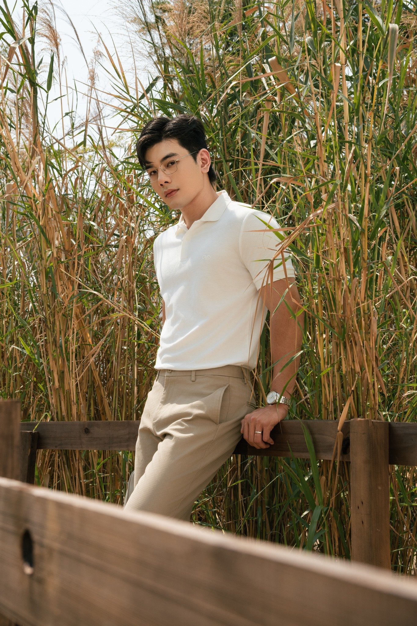 AG02 SIGNATURE SLIMFIT POLO - OCHRE WHITE