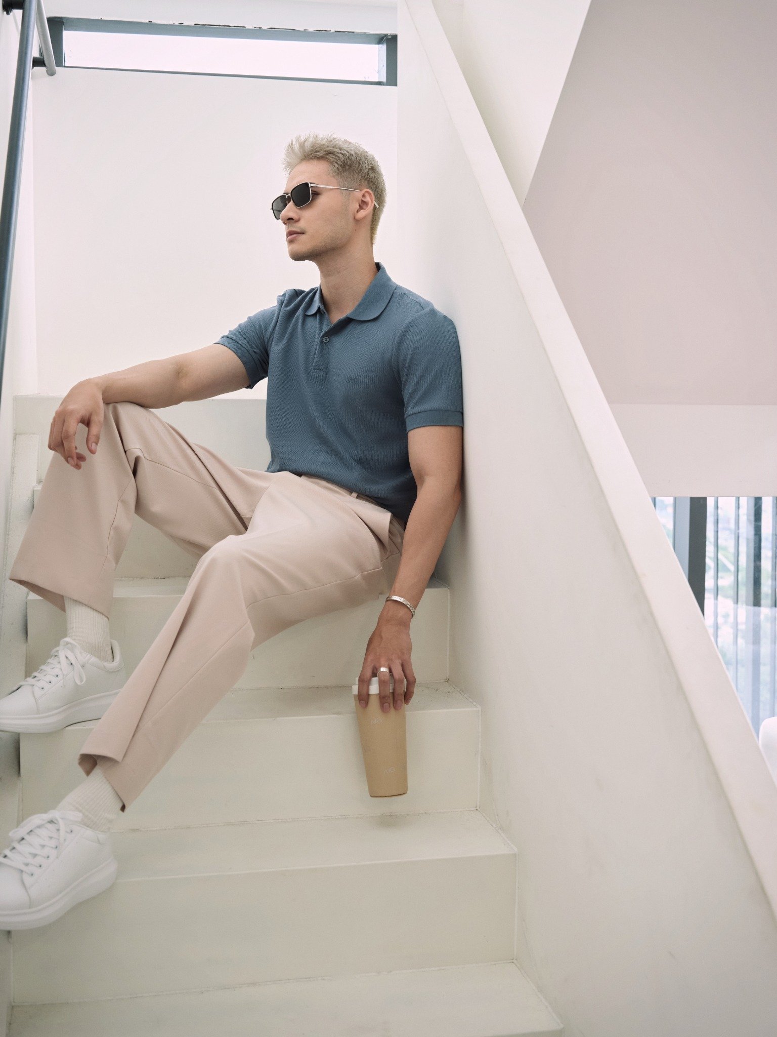 AG02 STUDIO SLIMFIT POLO - LIGHT BLUE