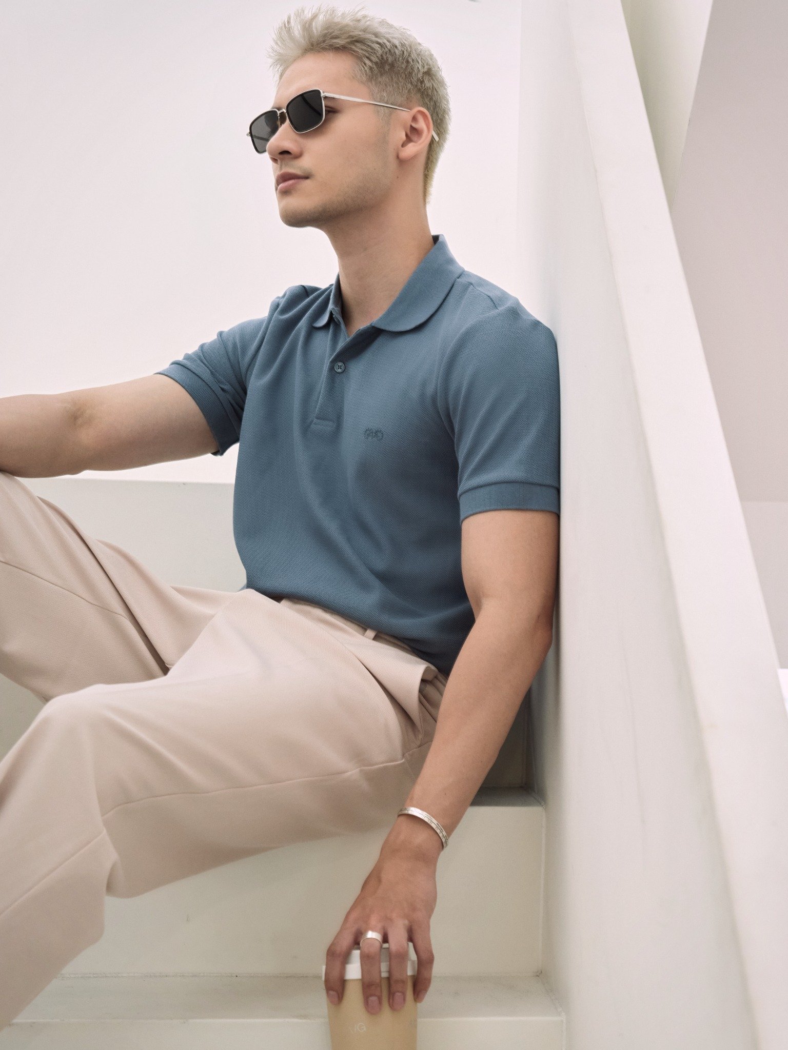 AG02 STUDIO SLIMFIT POLO - LIGHT BLUE