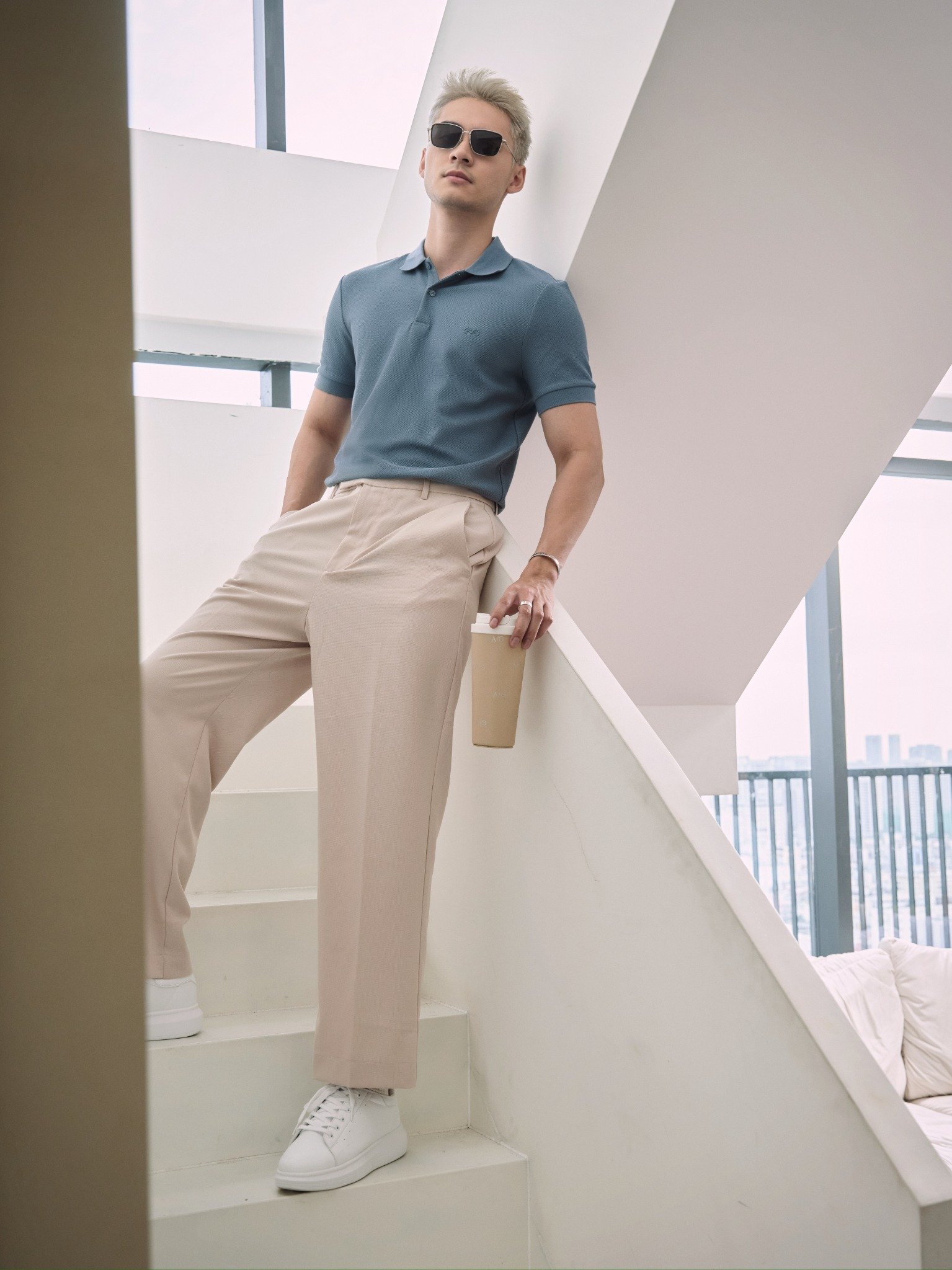 AG02 STUDIO SLIMFIT POLO - LIGHT BLUE