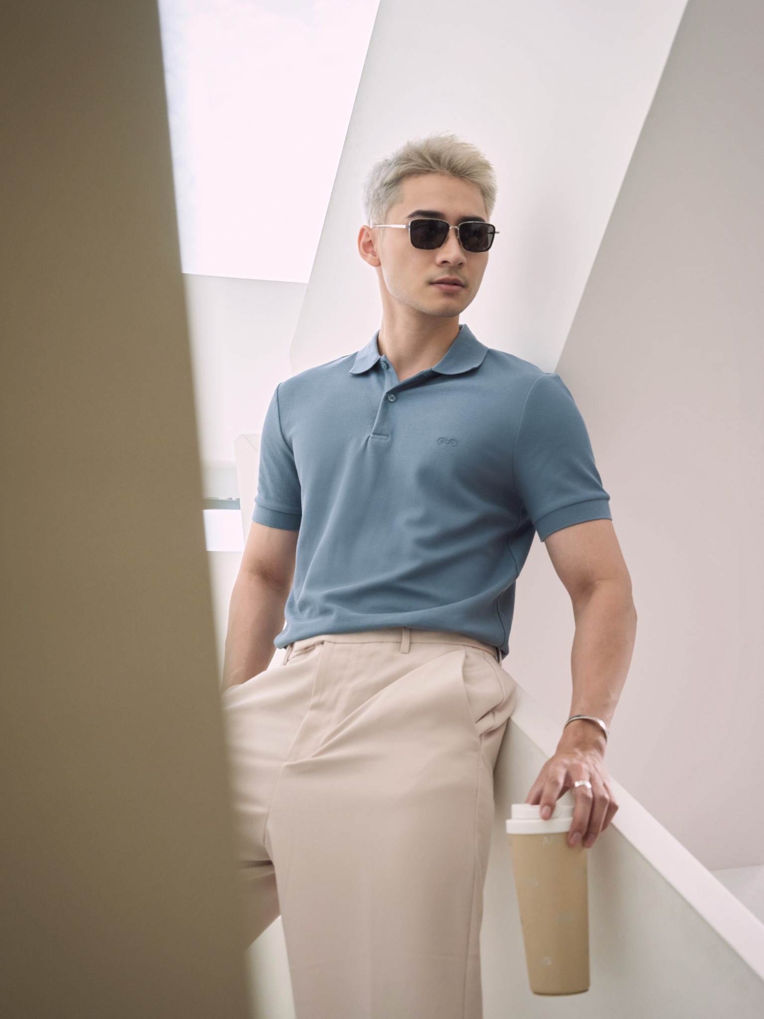 AG02 STUDIO SLIMFIT POLO - LIGHT BLUE