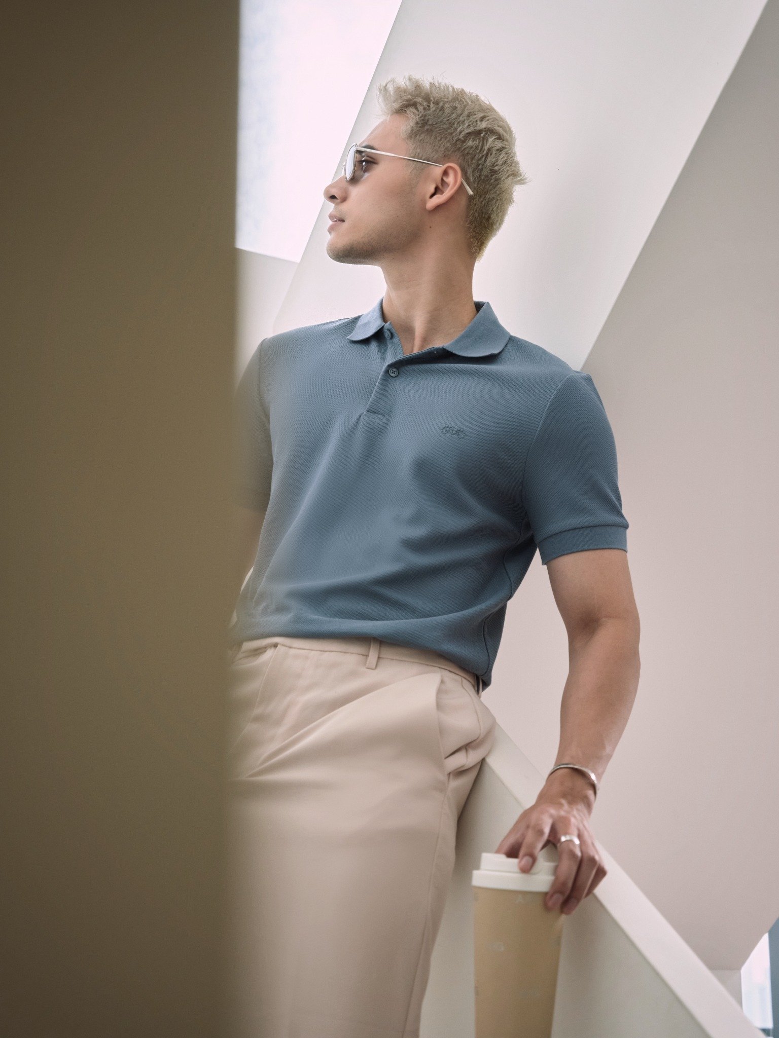 AG02 STUDIO SLIMFIT POLO - LIGHT BLUE