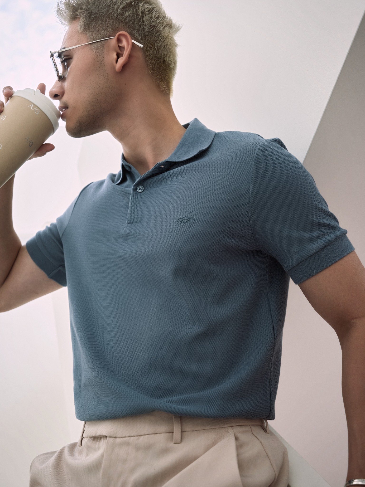 AG02 STUDIO SLIMFIT POLO - LIGHT BLUE