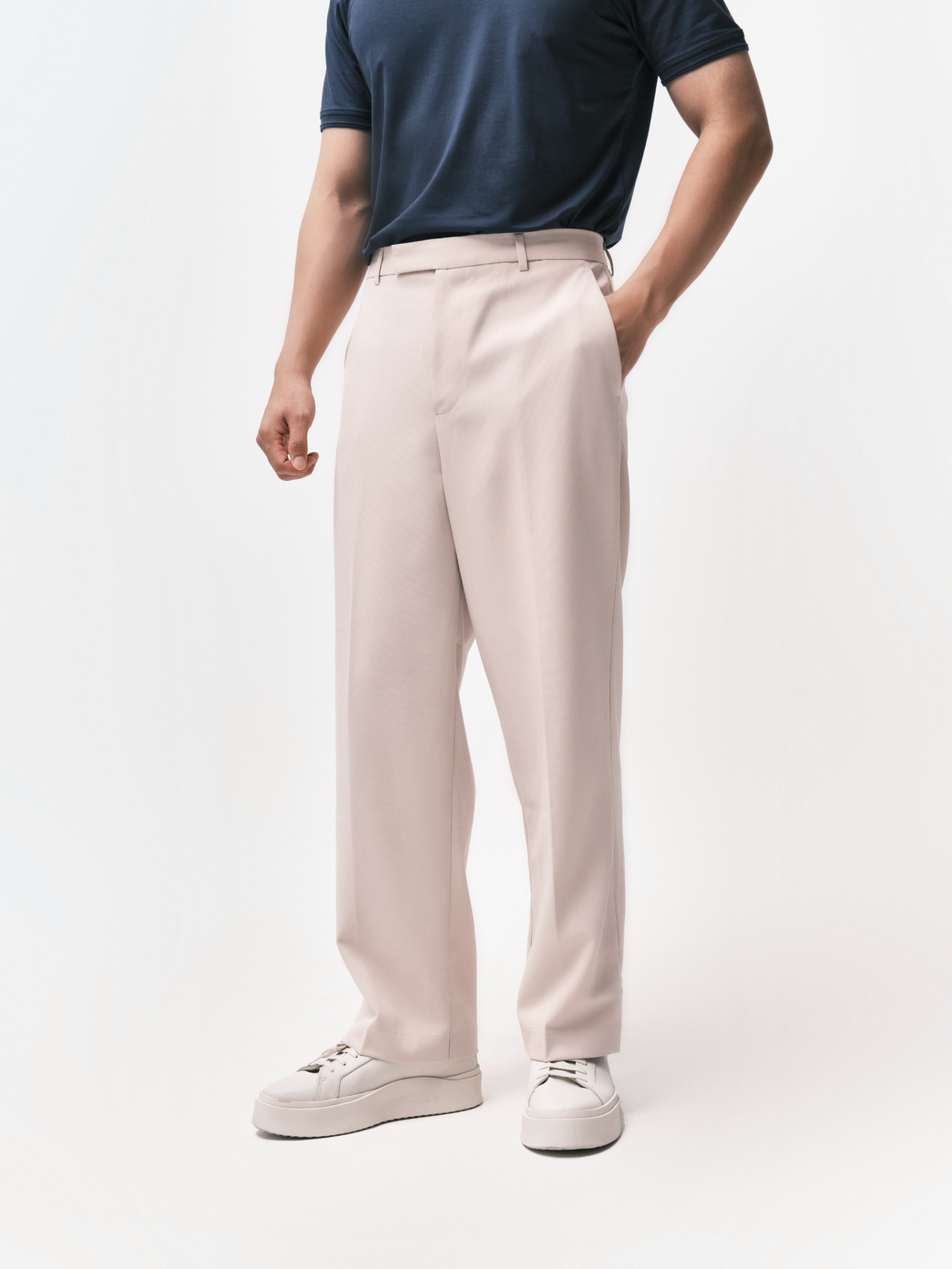 AG008 PREMIUM REGULAR FIT NEW TROUSERS - OFF WHITE