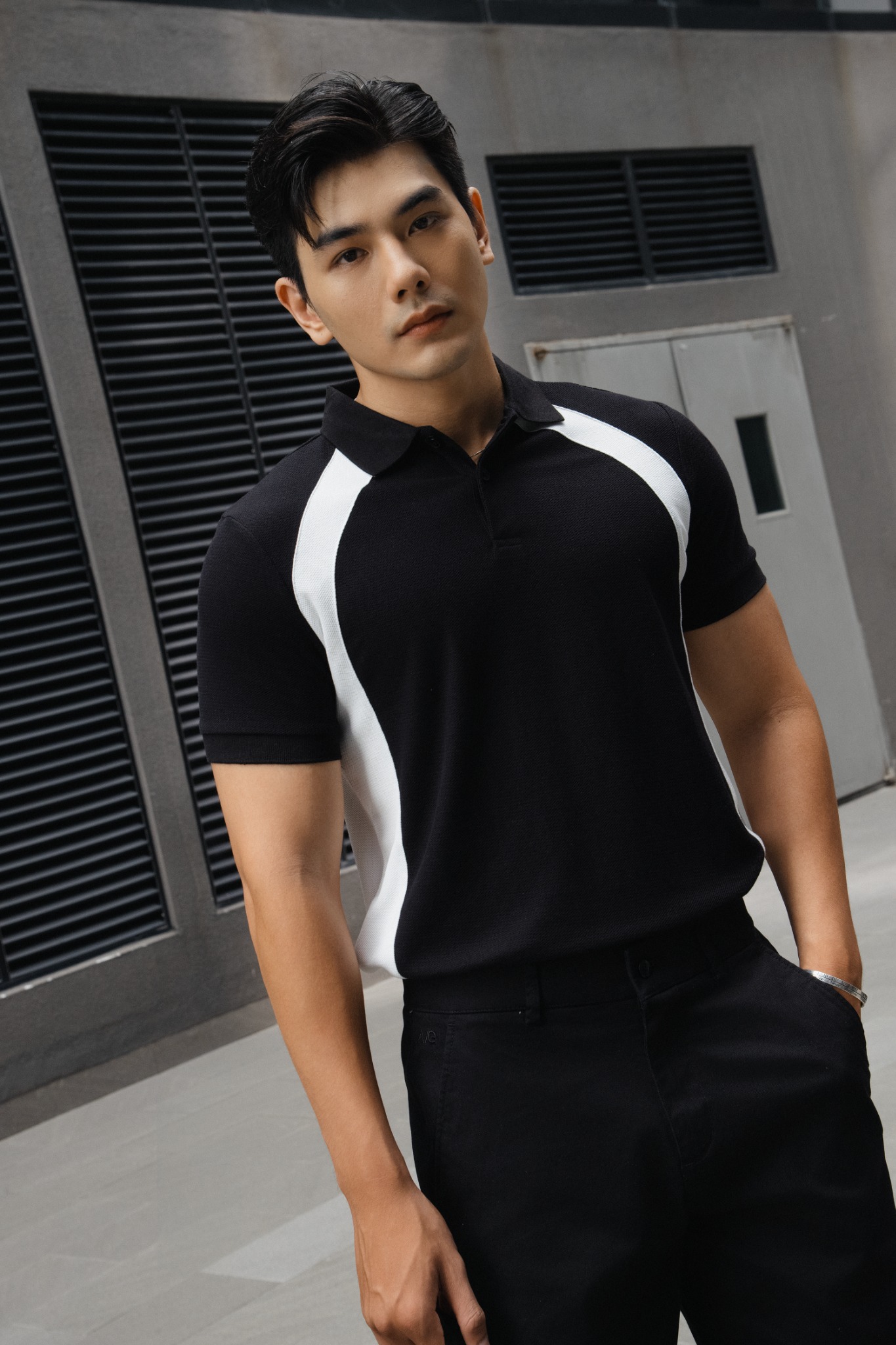 AG866 PREMIUM SLIMFIT MIX POLO - BLACK