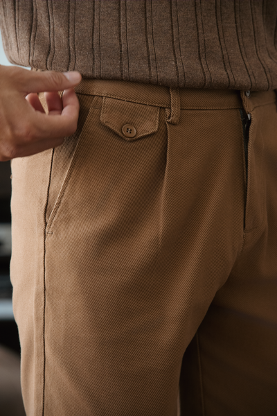  AG512 STUDIO SLIMFIT NEW PLEATED CHINO SHORT - BROWN