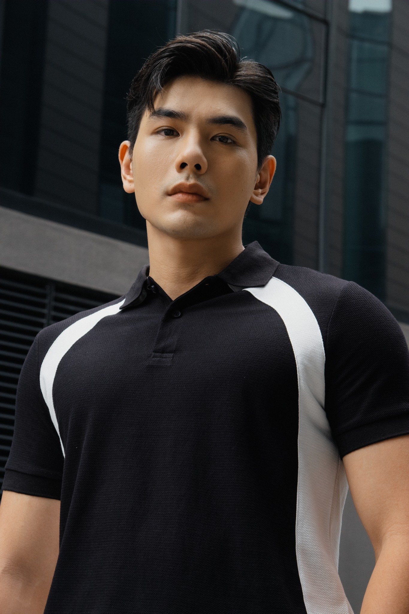 AG866 PREMIUM SLIMFIT MIX POLO - BLACK