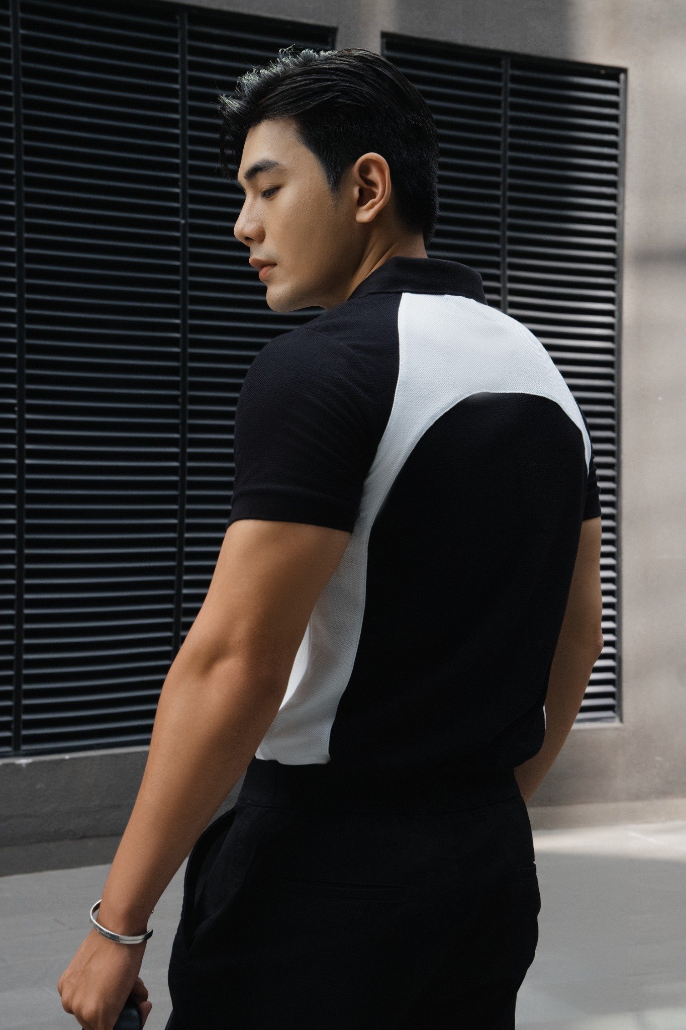 AG866 PREMIUM SLIMFIT MIX POLO - BLACK