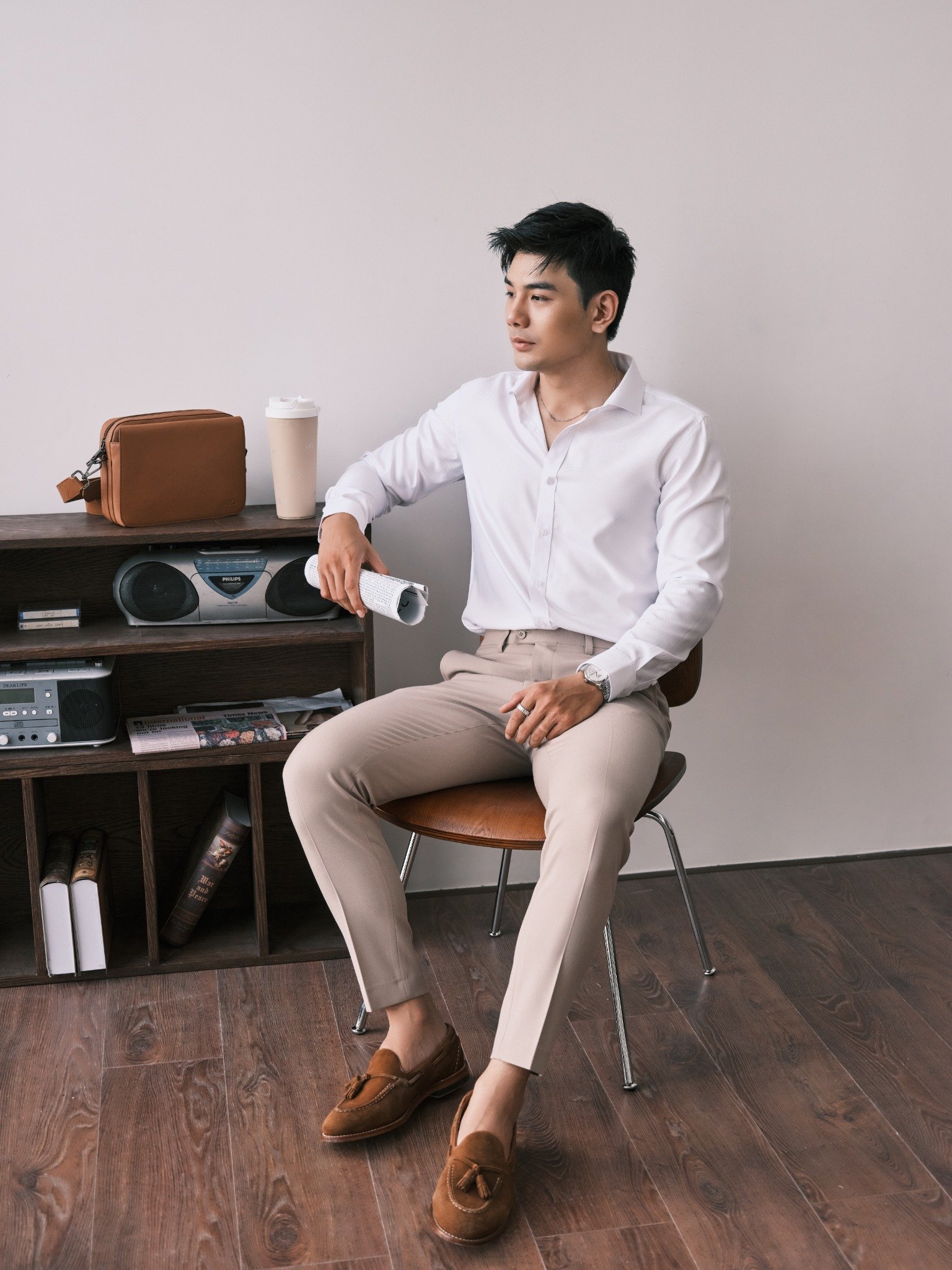 AG1P1 PREMIUM SLIMFIT TEXTURE SHIRT - WHITE
