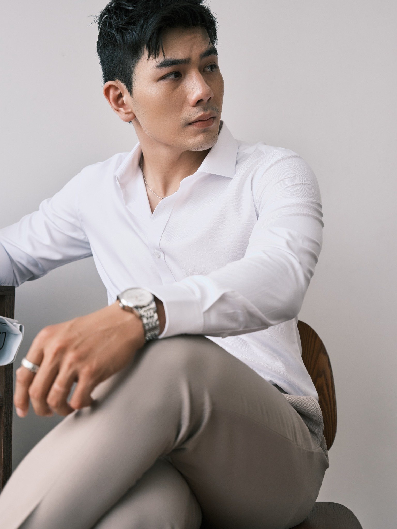 AG01 PREMIUM SLIMFIT TEXTURE SHIRT - WHITE