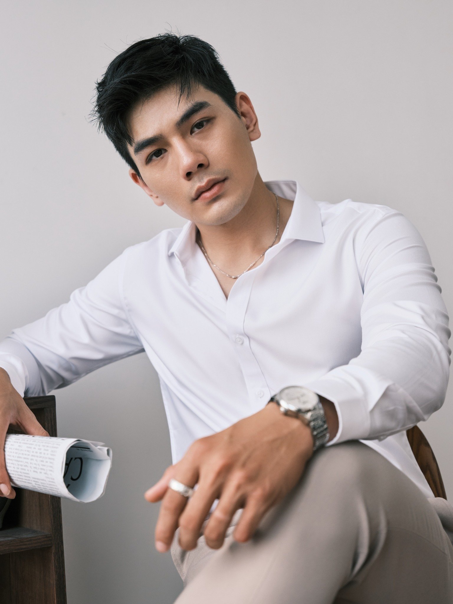 AG1P1 PREMIUM SLIMFIT TEXTURE SHIRT - WHITE