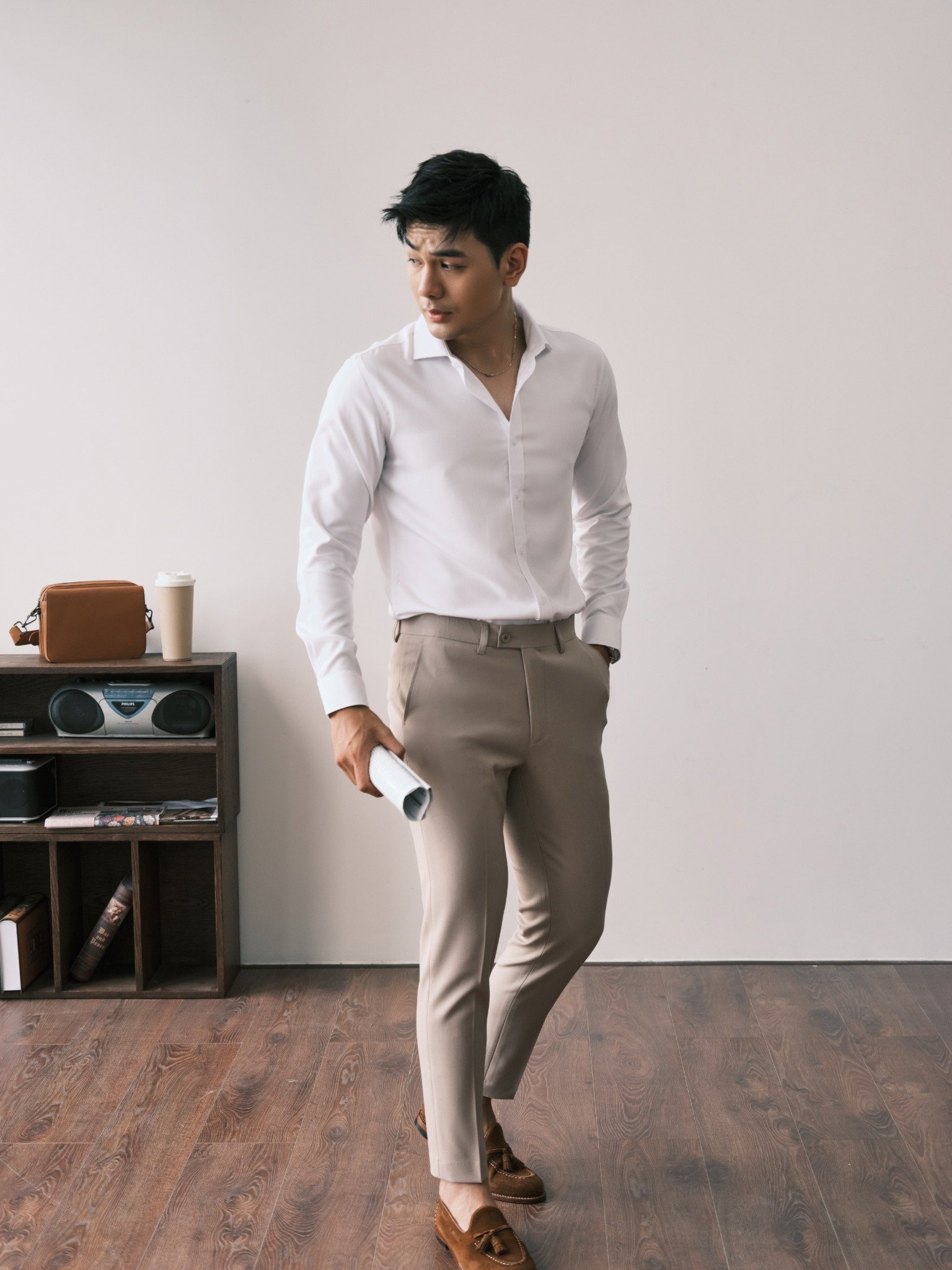 AG1P1 PREMIUM SLIMFIT TEXTURE SHIRT - WHITE