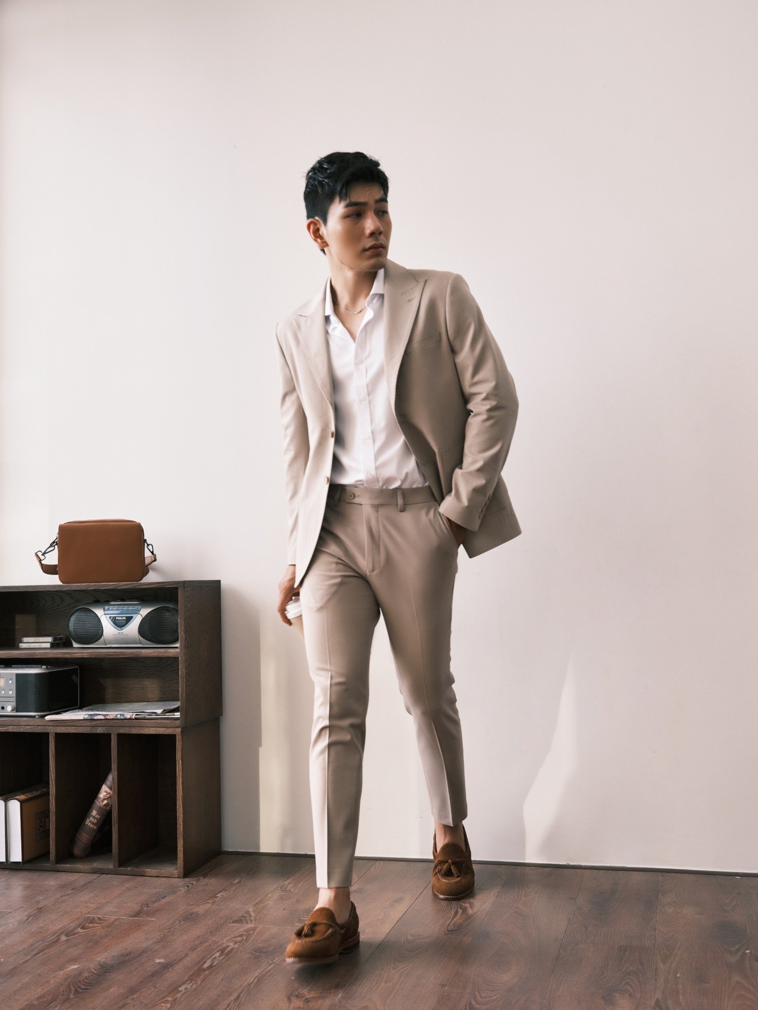 AG61 PREMIUM SLIMFIT VEST - BEIGE