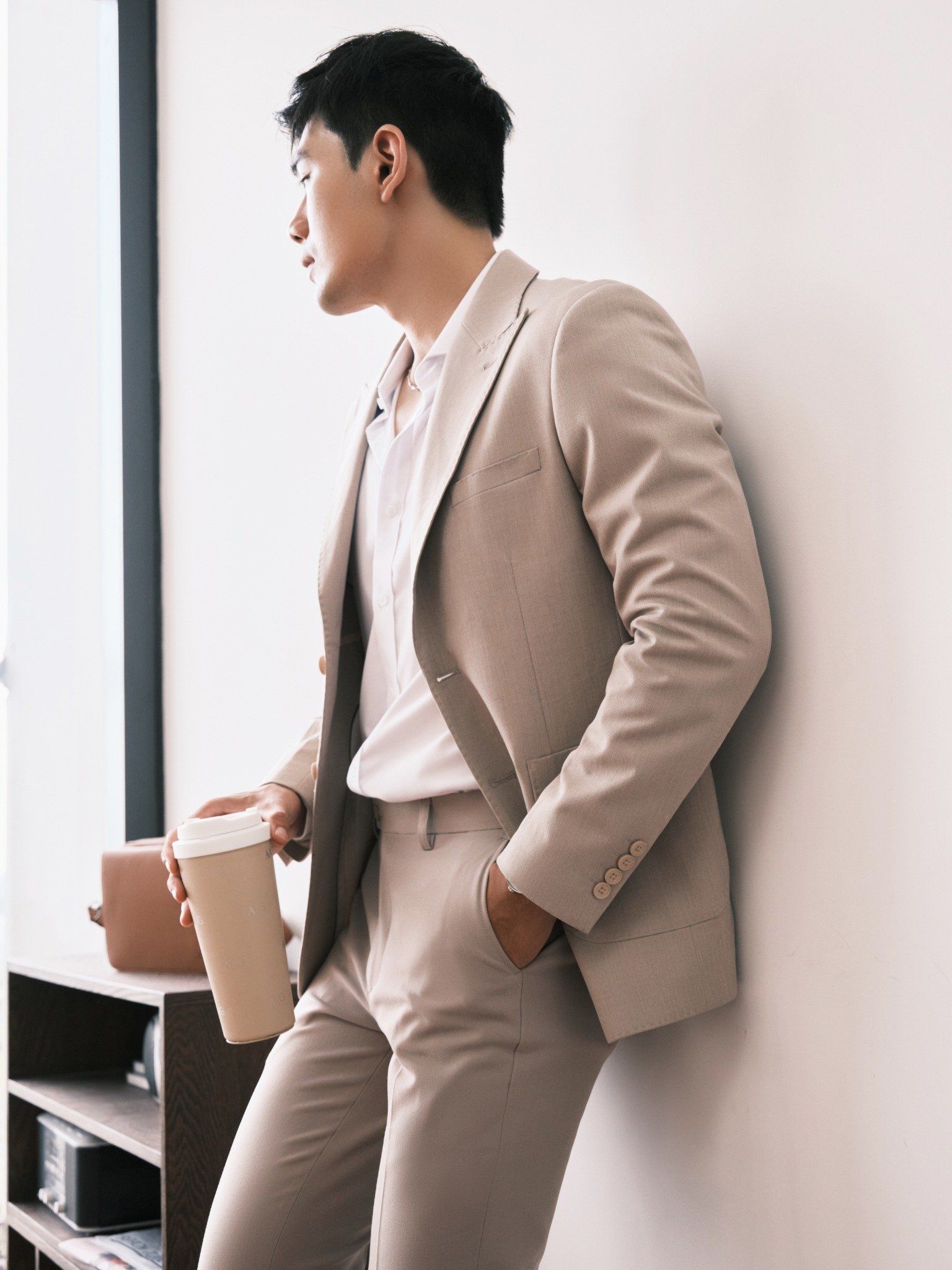 AG61 PREMIUM SLIMFIT VEST - BEIGE