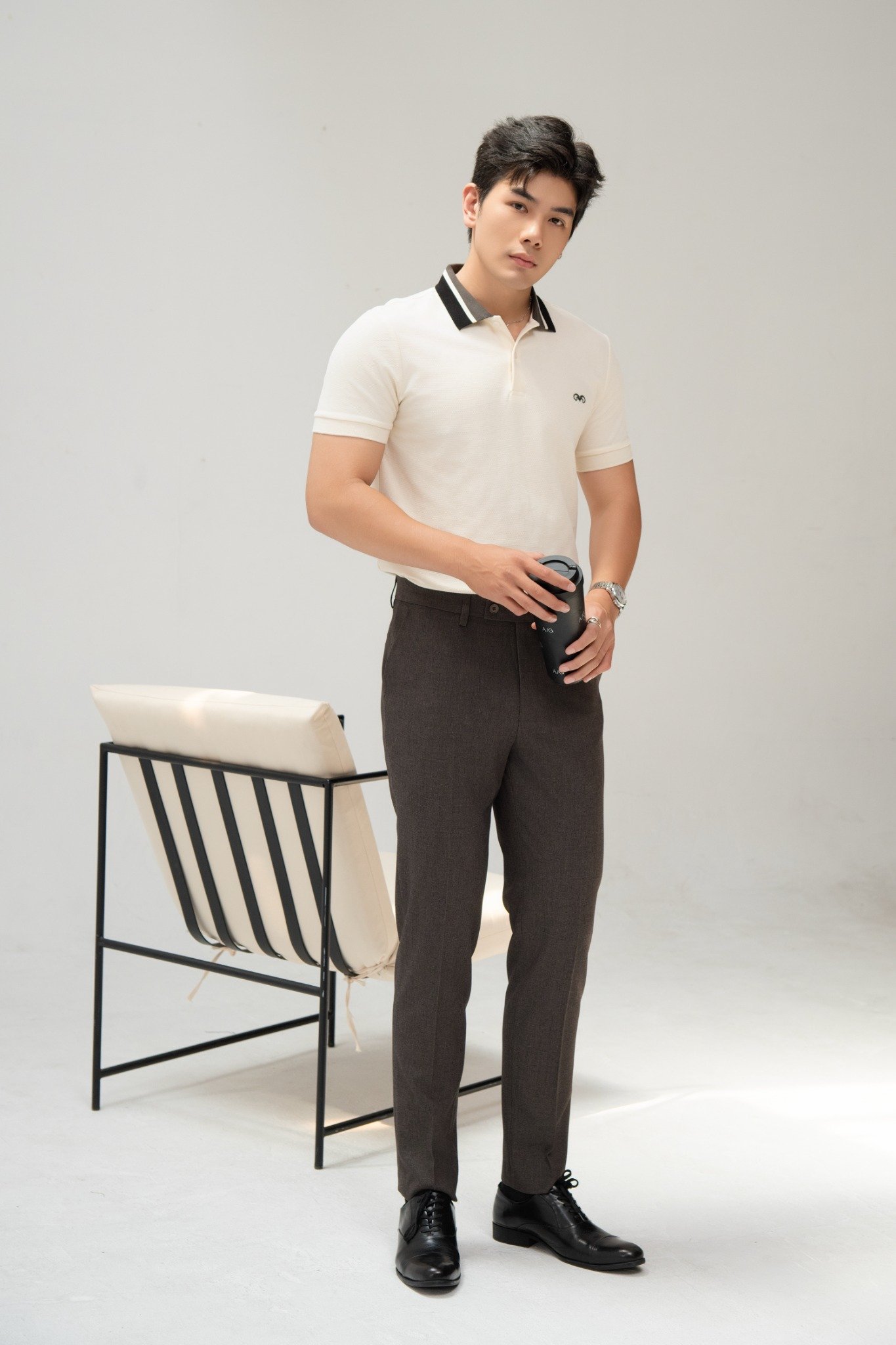 AG79 PREMIUM SLIMFIT POLO - OFF WHITE