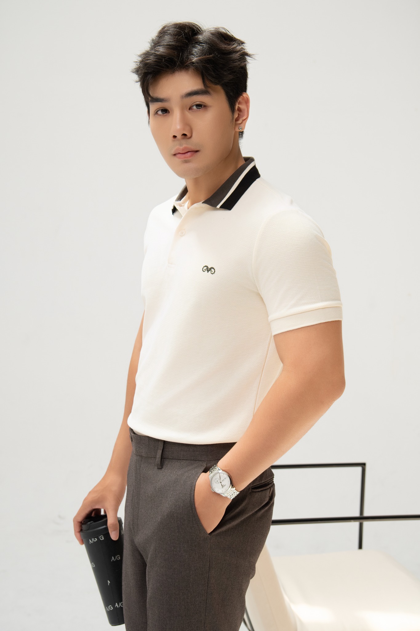 AG79 PREMIUM SLIMFIT POLO - OFF WHITE