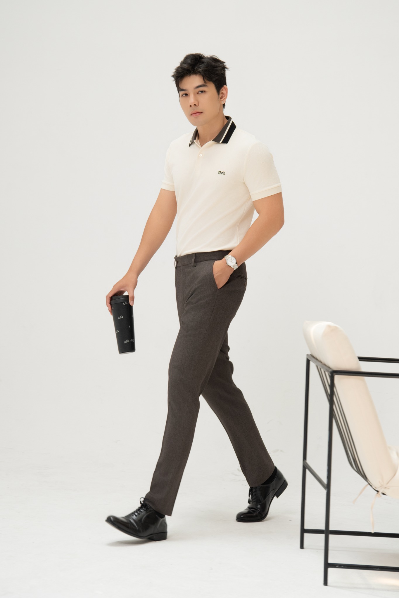 AG79 PREMIUM SLIMFIT POLO - OFF WHITE