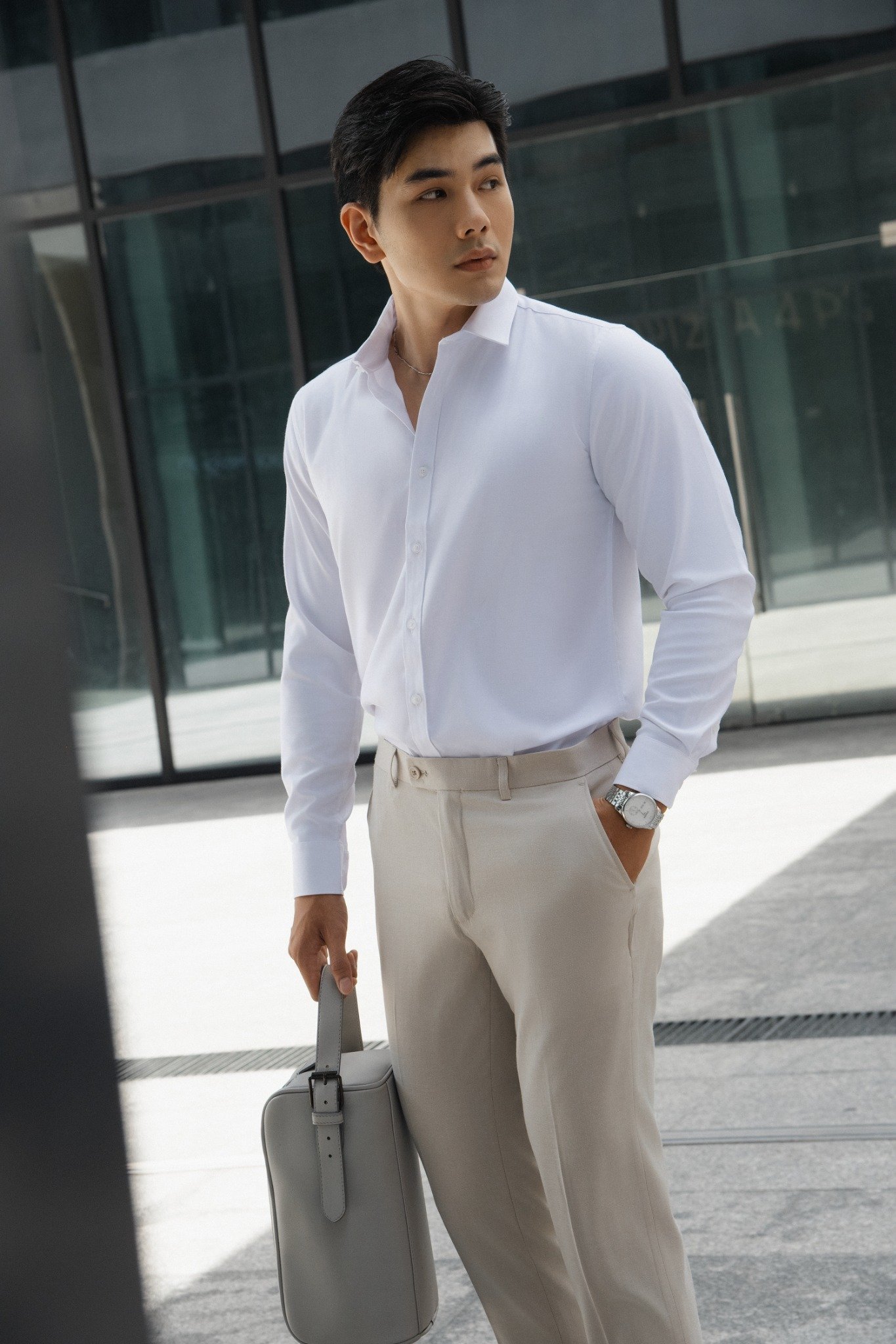 AGP3 PREMIUM SLIMFIT TROUSERS - OFF WHITE