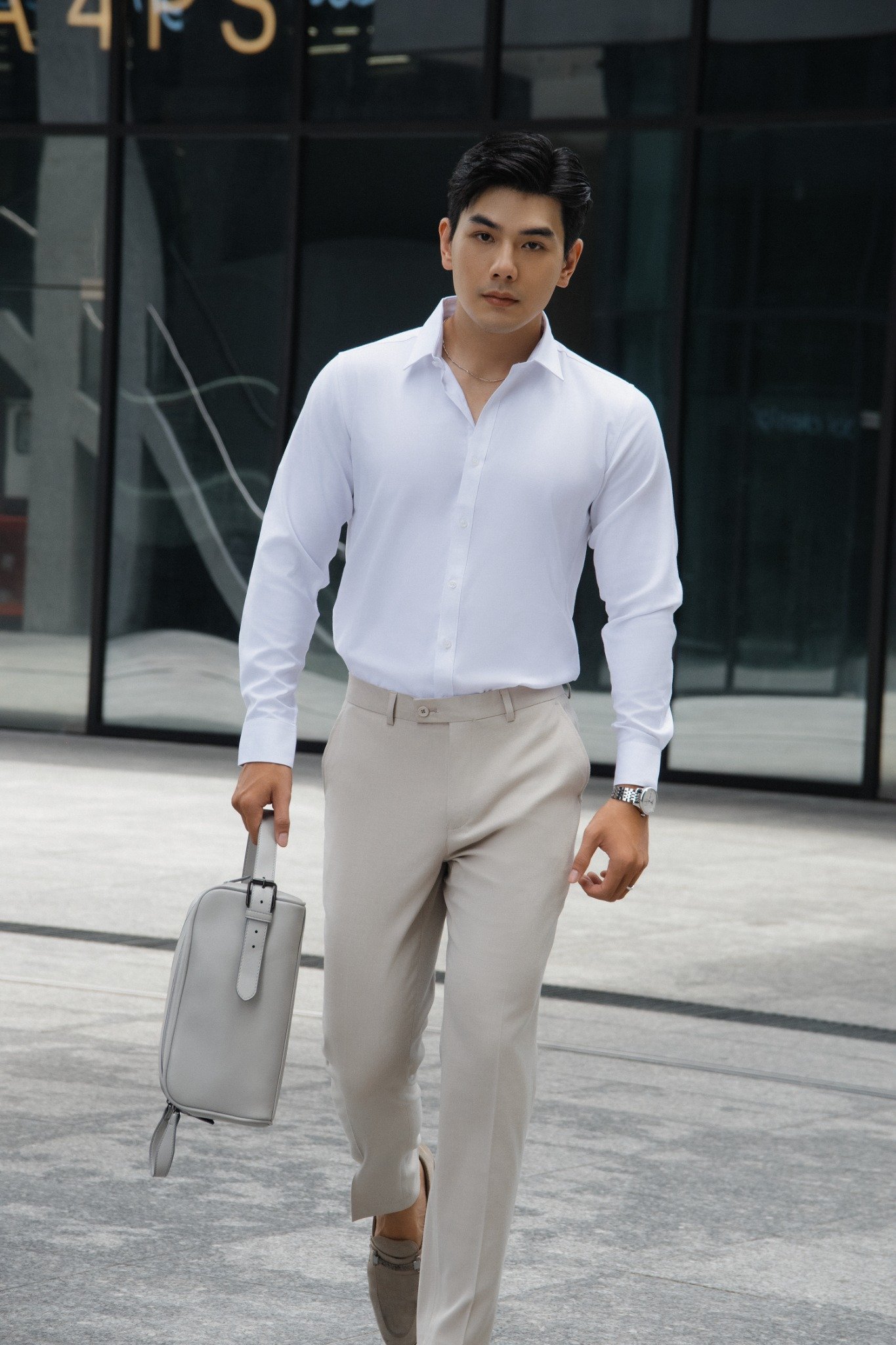AGP3 PREMIUM SLIMFIT TROUSERS - OFF WHITE