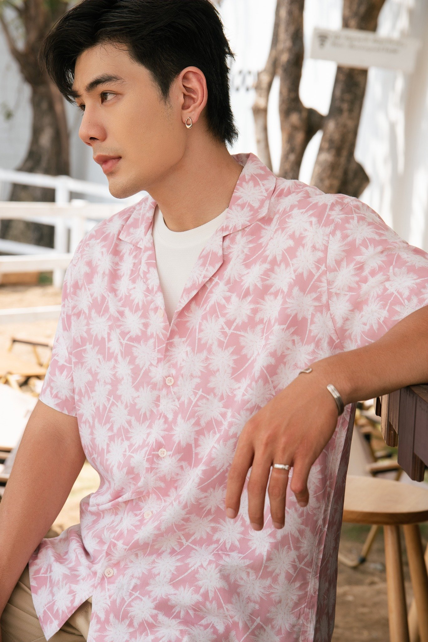 AG530 STUDIO LOOSE FIT NEW DESIGN FLOWER CUBAN SHIRT - PINK