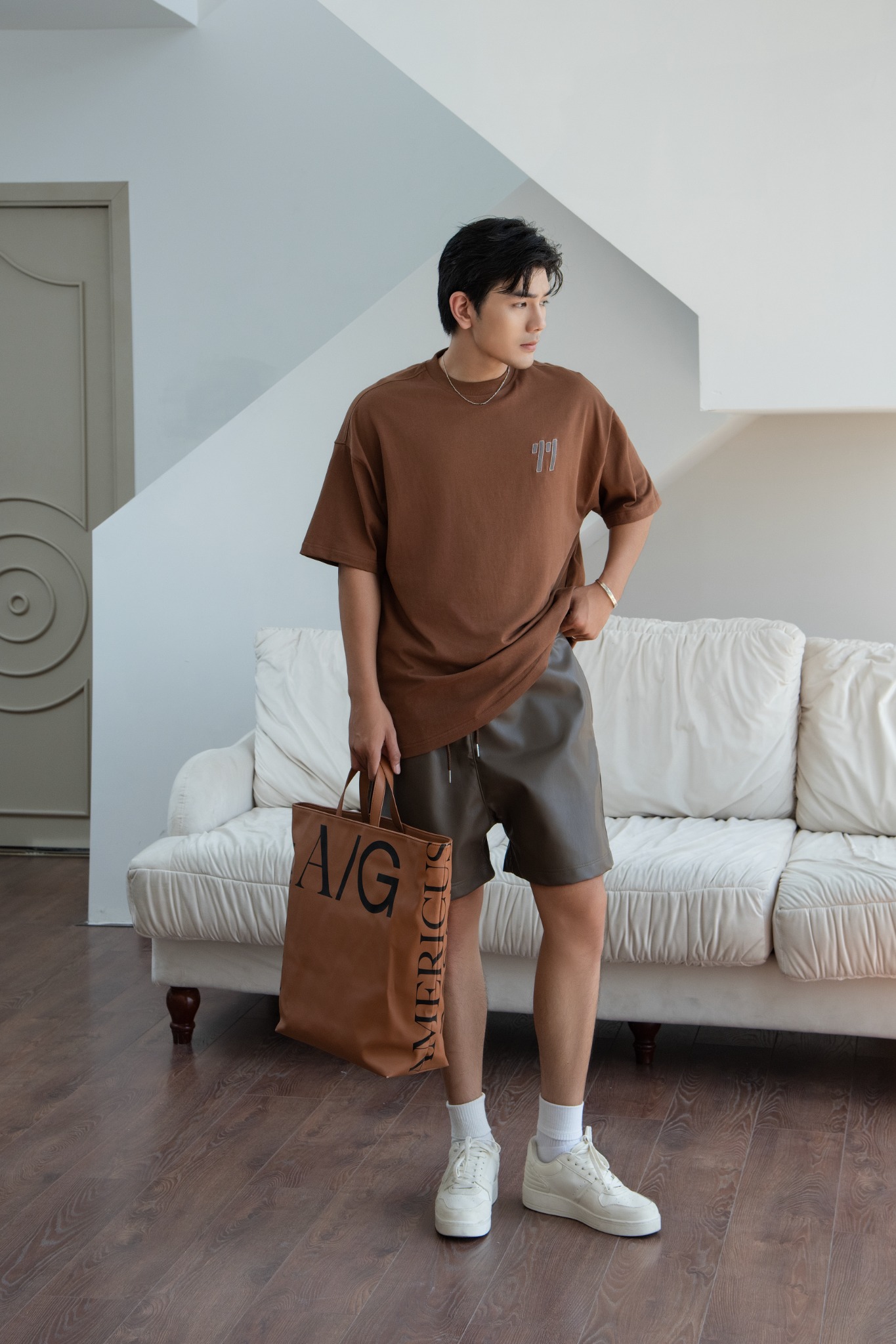AG30 FACTORY LOOSE FIT NEW LOGO T-SHIRT - BROWN