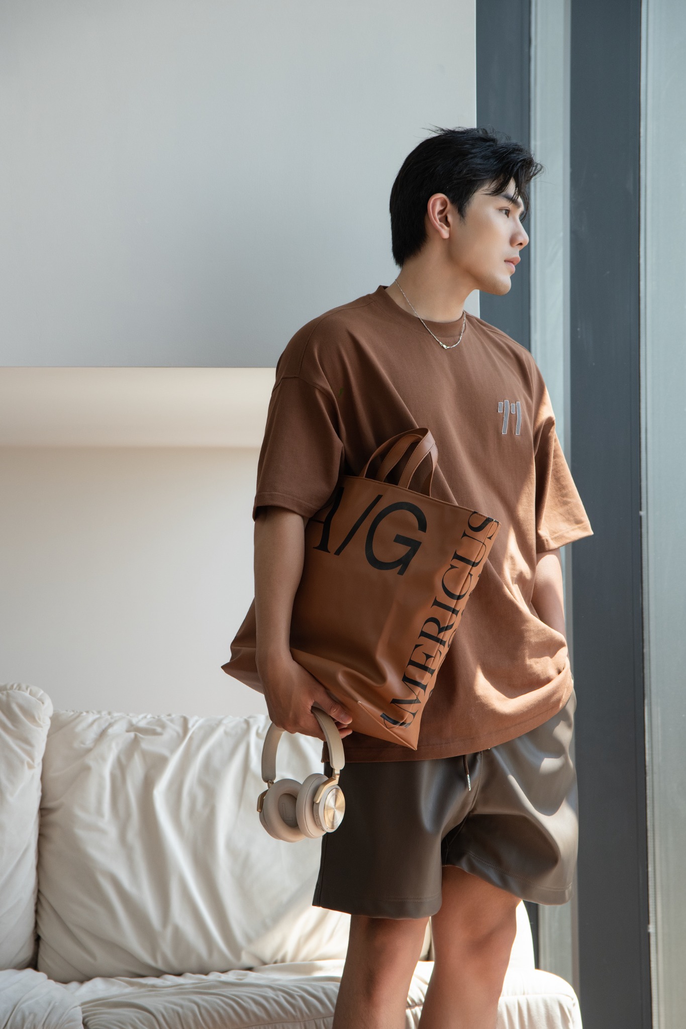 AG30 FACTORY LOOSE FIT NEW LOGO T-SHIRT - BROWN