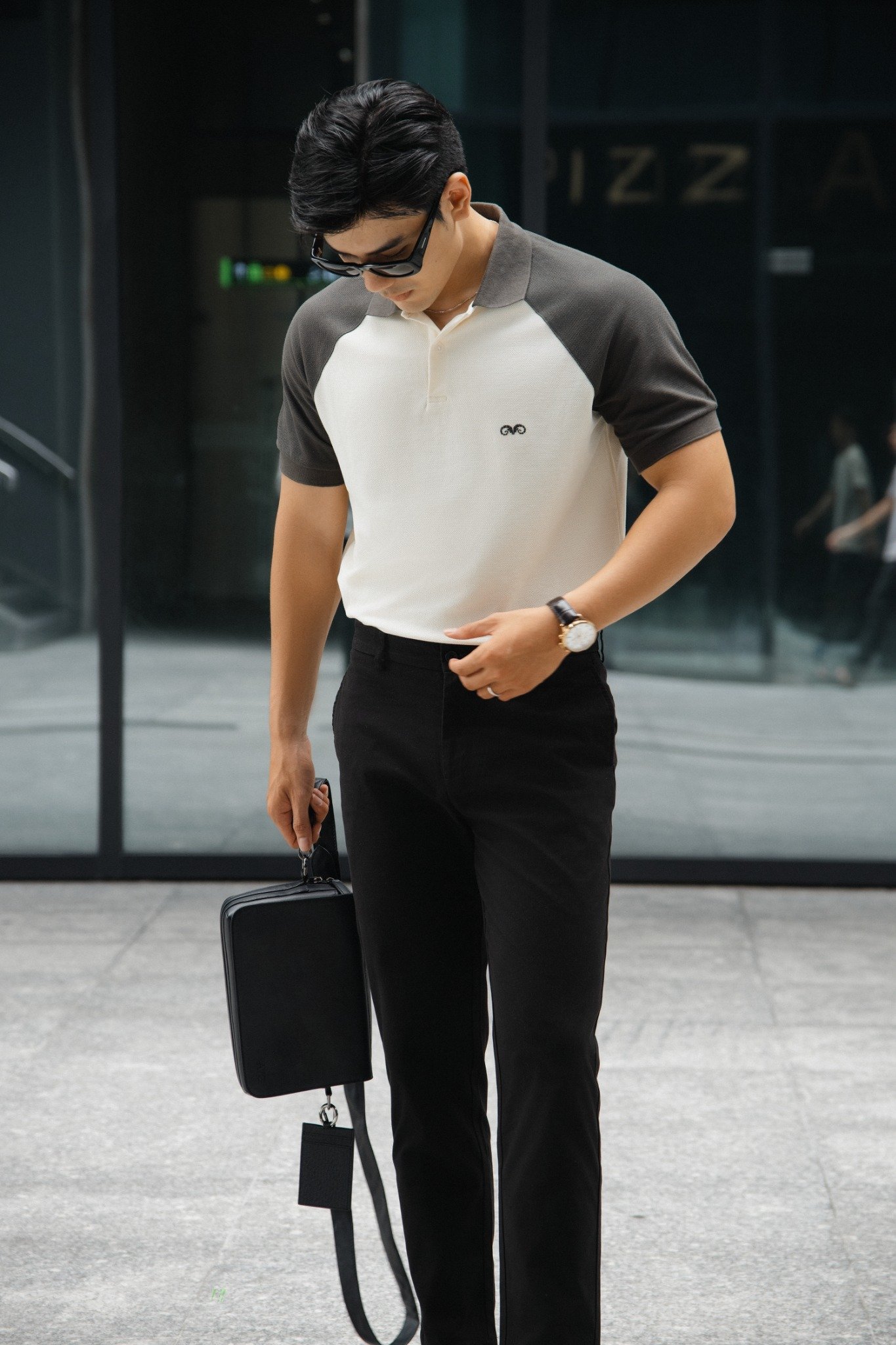 AG105 PREMIUM SLIMFIT KHAKI TROUSERS - BLACK