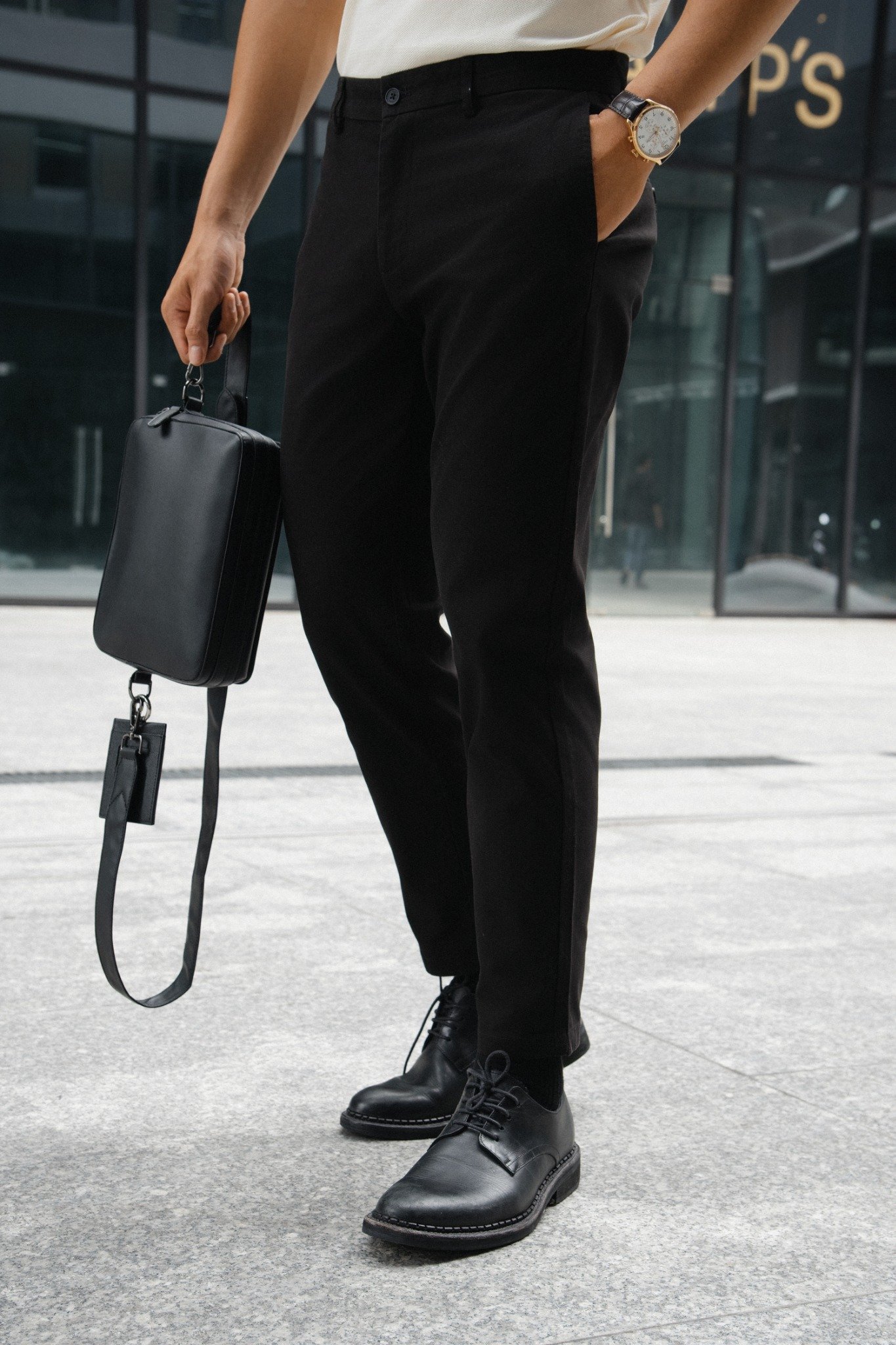 AG105 PREMIUM SLIMFIT KHAKI TROUSERS - BLACK