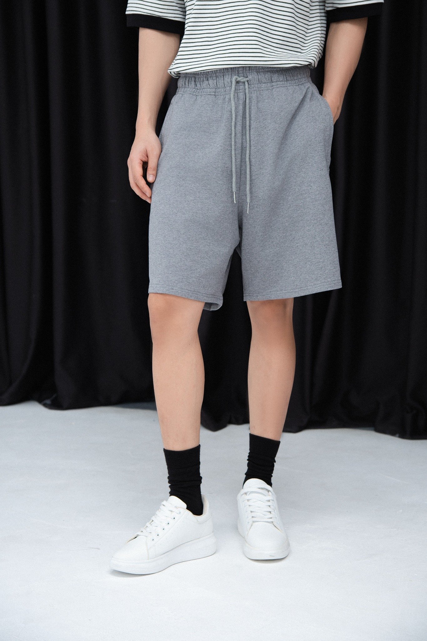 AG692 FACTORY LOOSE FIT NEW SPANDEX SHORT - GREY