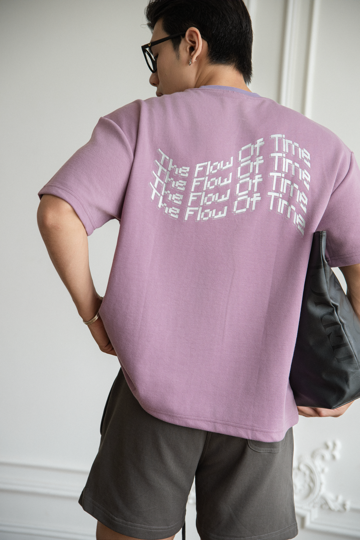T721 STUDIO LOOSE FIT PRINTED LOGO T-SHIRT - PURPLE