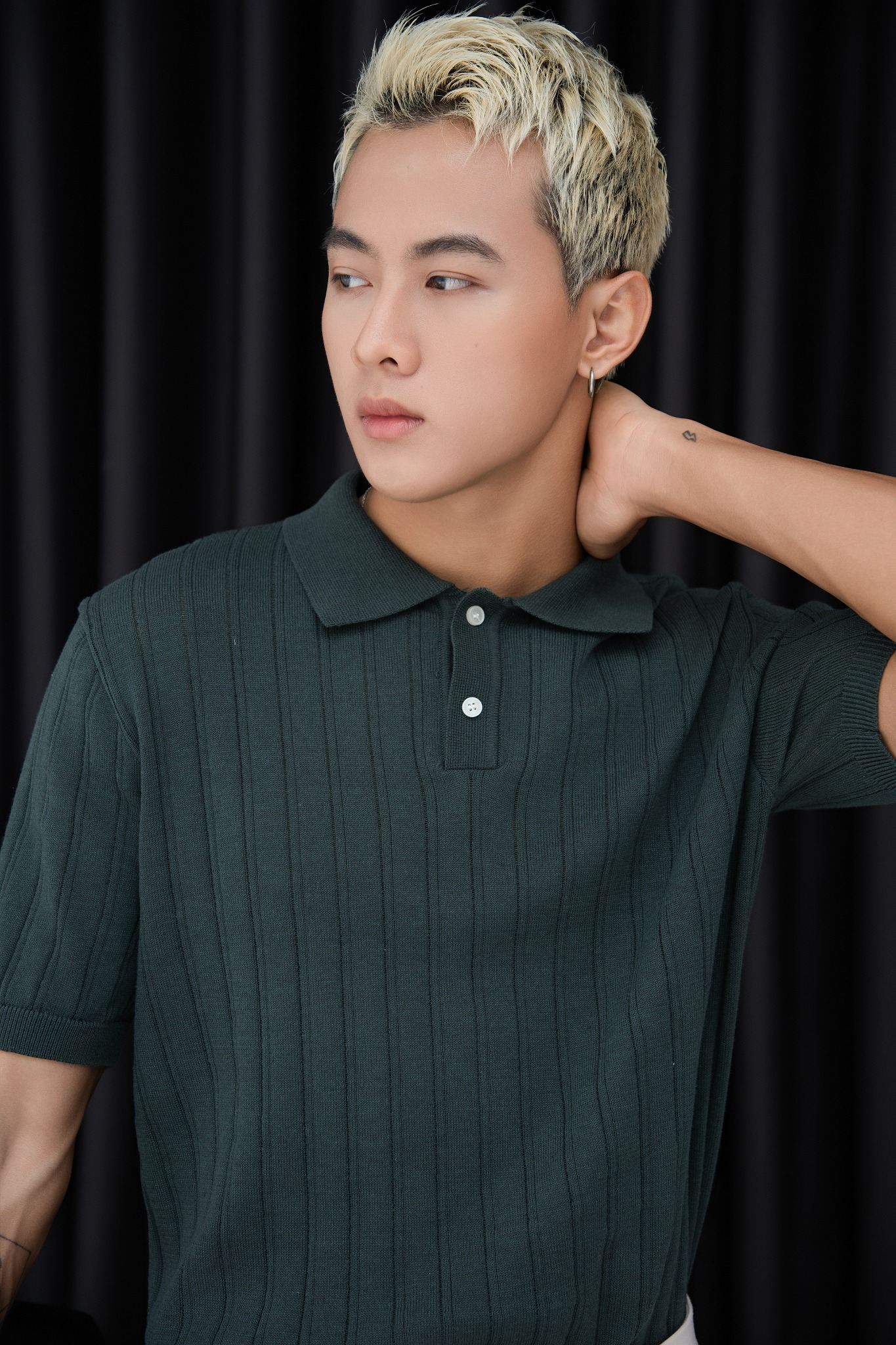 AG13 STUDIO REGULAR FIT RIB STITCH POLO - GREEN