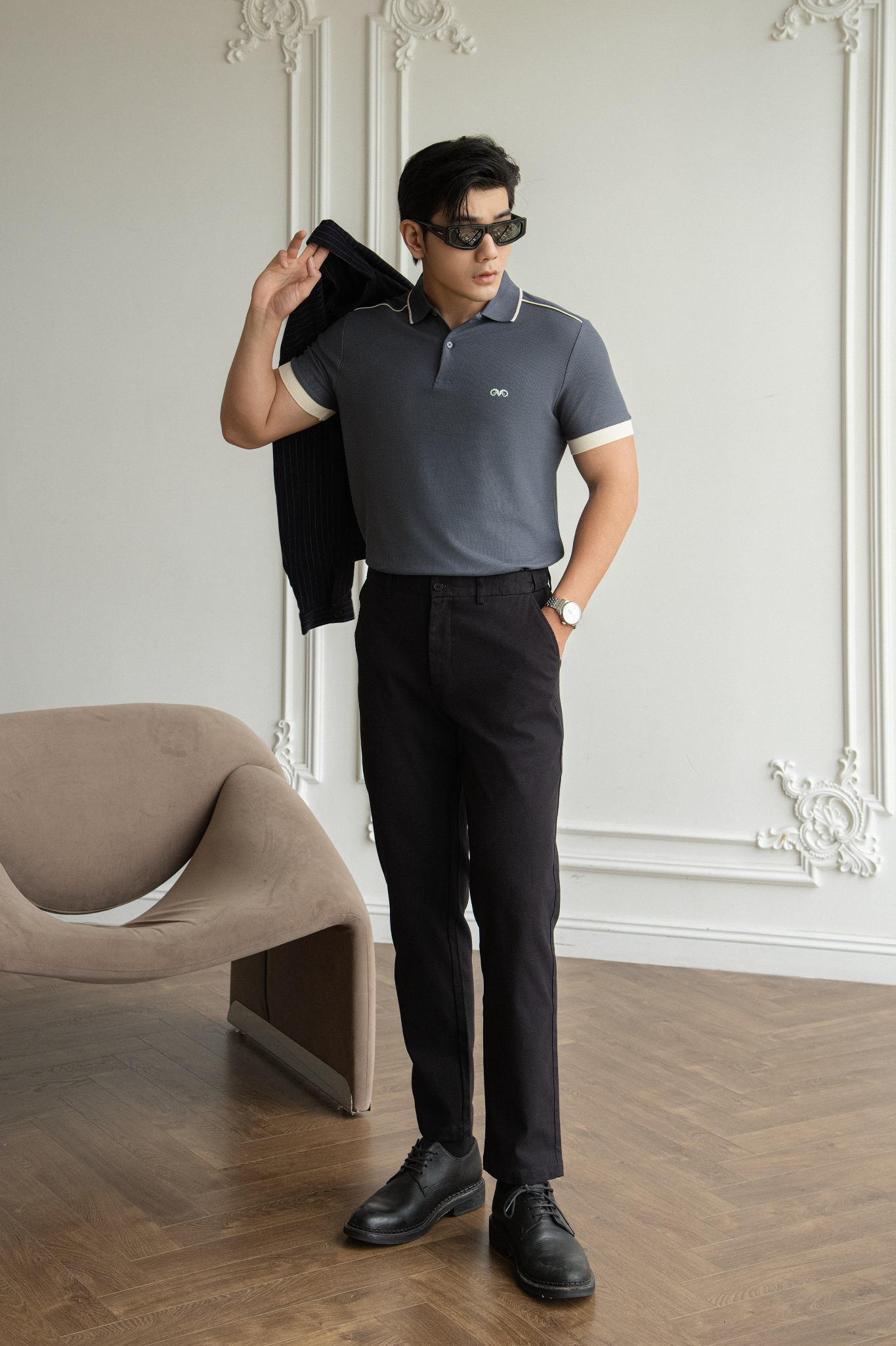 AG90 PREMIUM SLIMFIT POLO - DARK BLUE