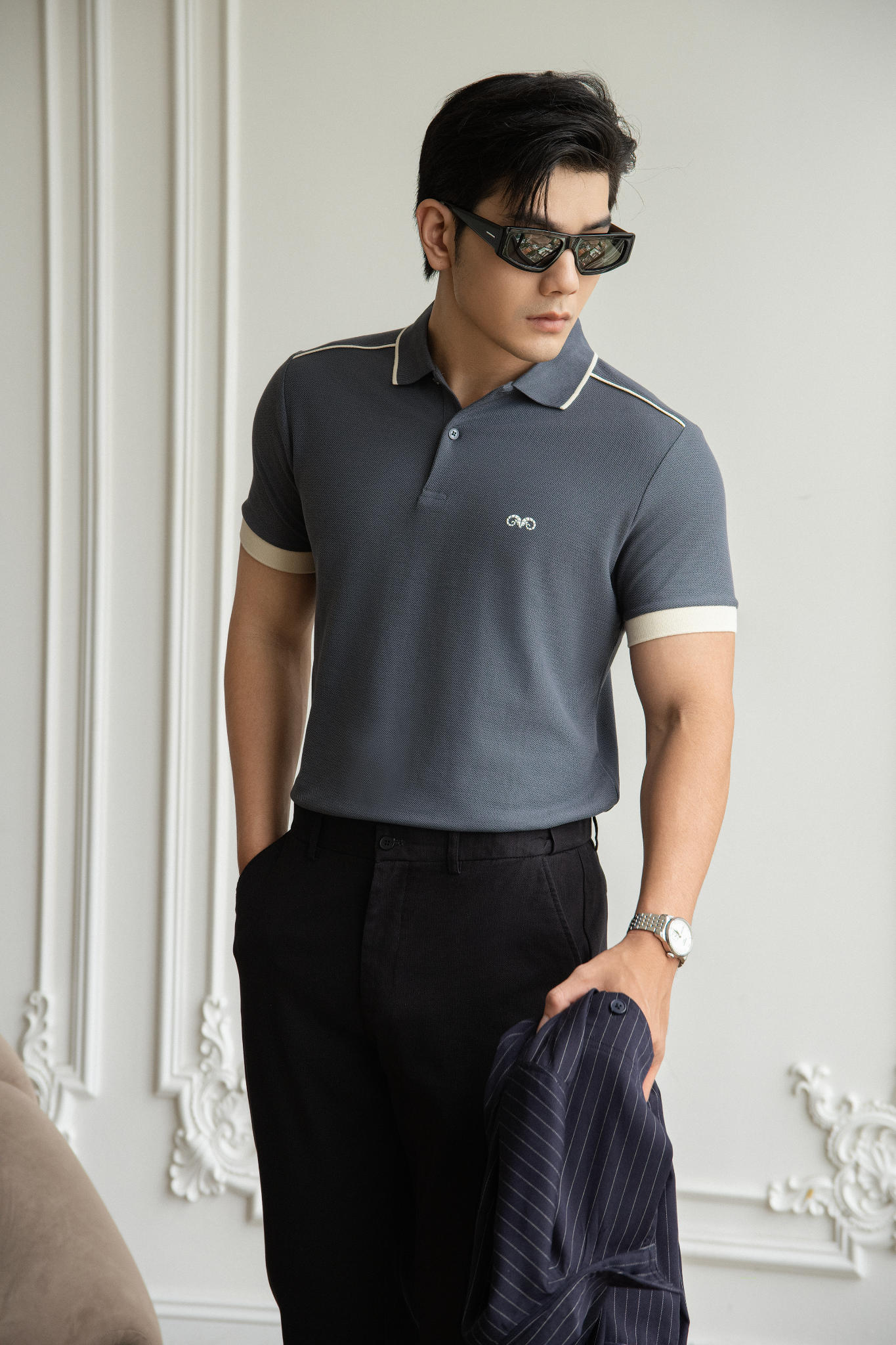 AG90 PREMIUM SLIMFIT POLO - DARK BLUE