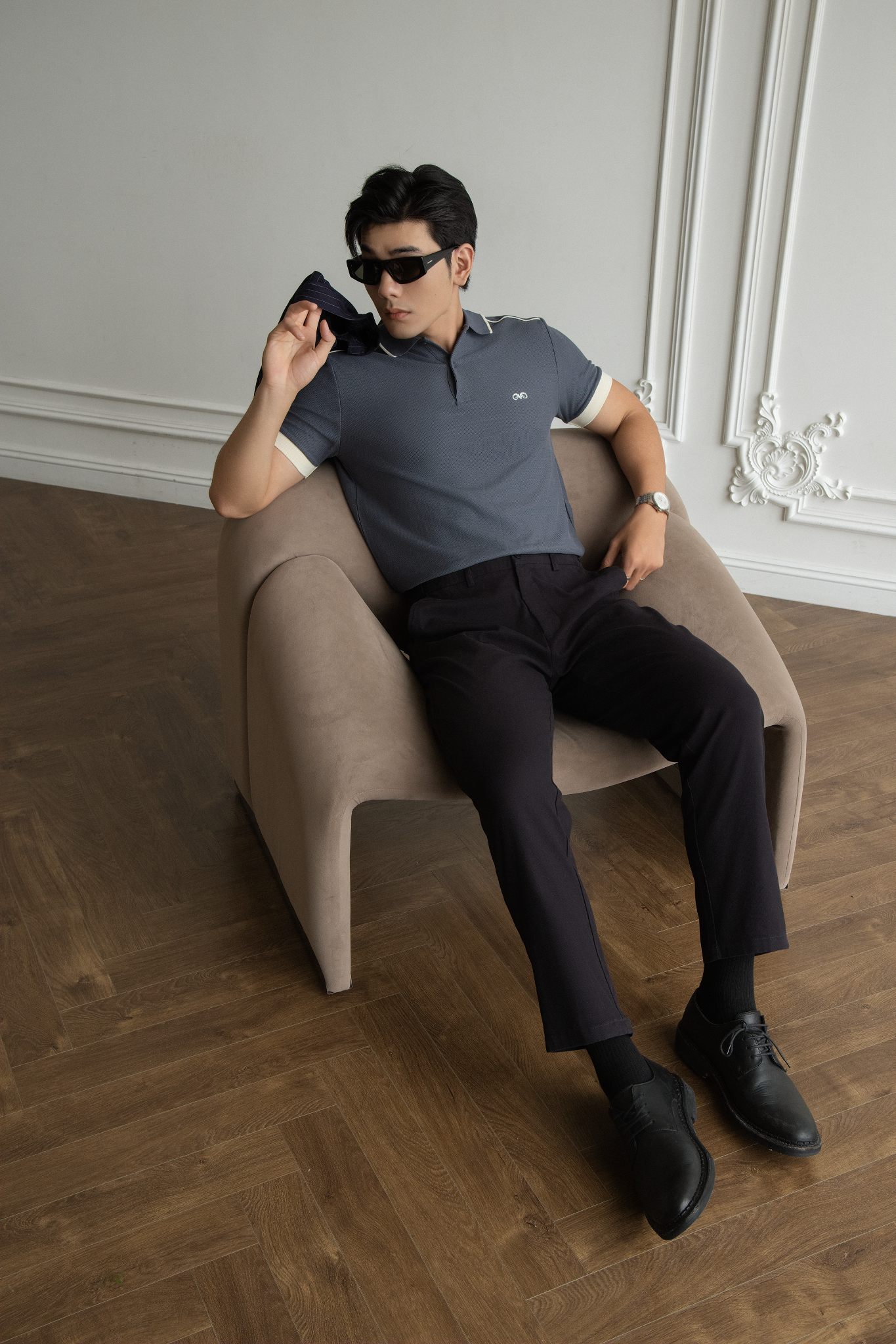 AG150 PREMIUM SLIMFIT KHAKI TROUSERS - BLACK