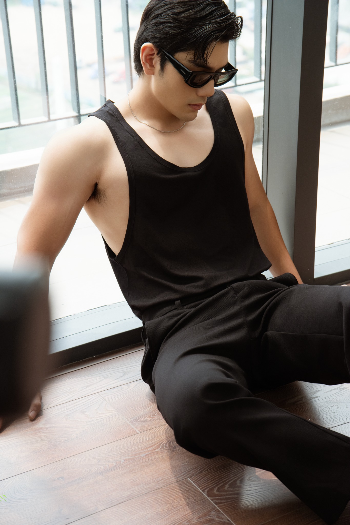 AG081 STUDIO LOOSE FIT NEW BASIC TANKTOP - BLACK