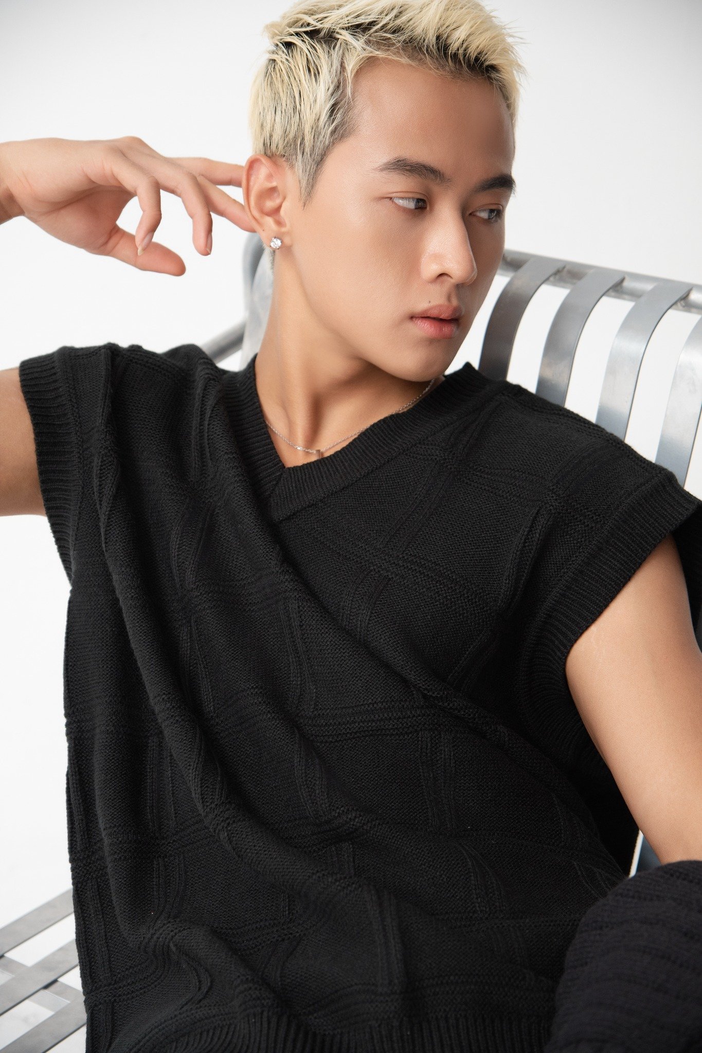 AG601 STUDIO REGULAR FIT TEXTURE WOOL GHILE - BLACK