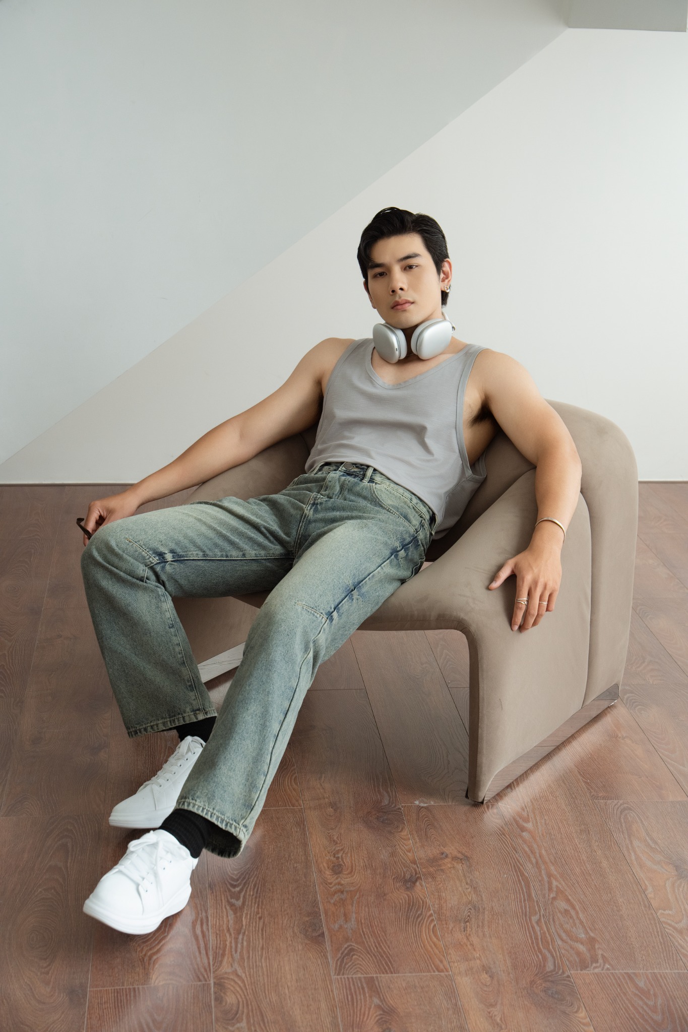 AG081 STUDIO LOOSE FIT BASIC TANKTOP - GREY