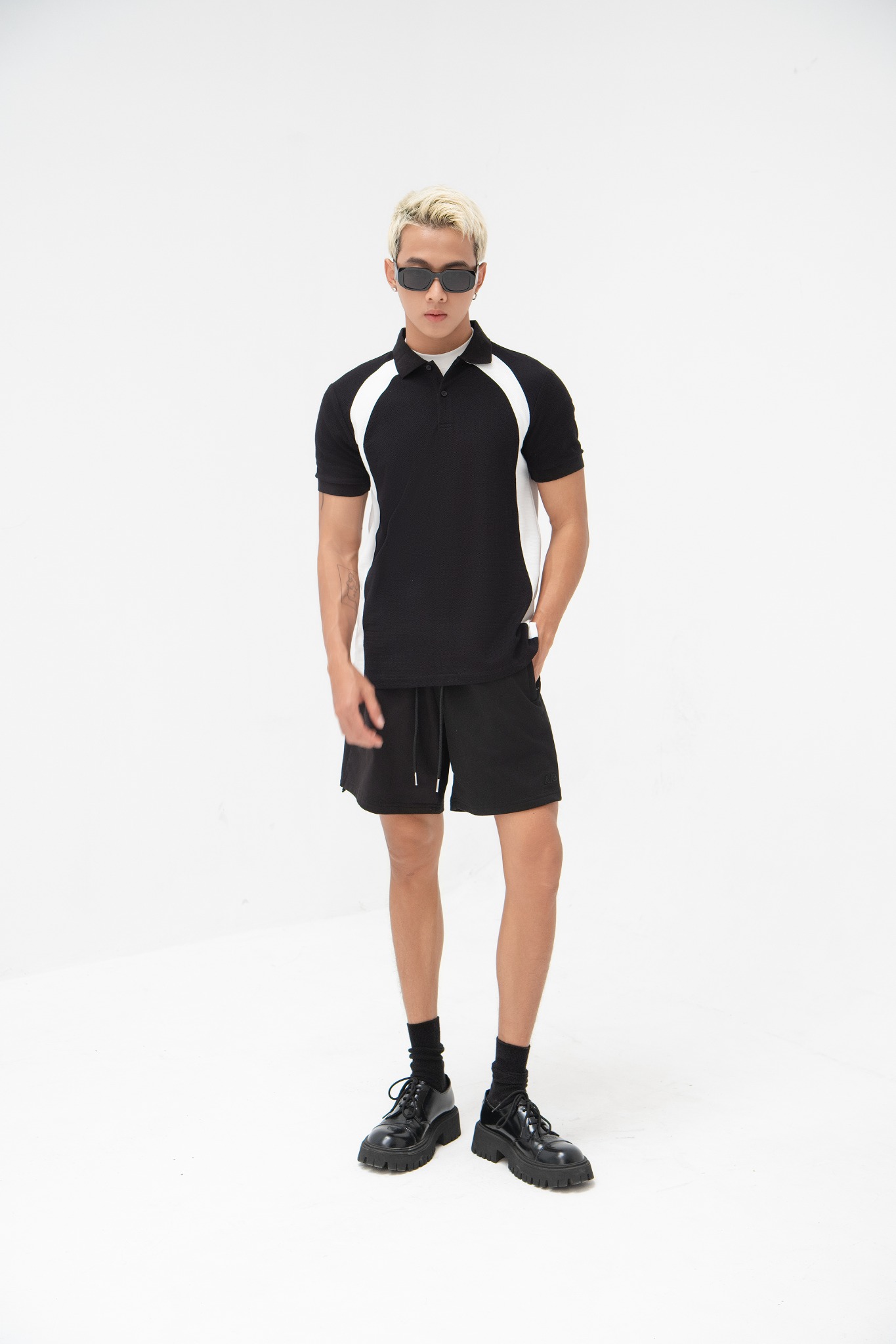 AG866 PREMIUM SLIMFIT MIX POLO - BLACK