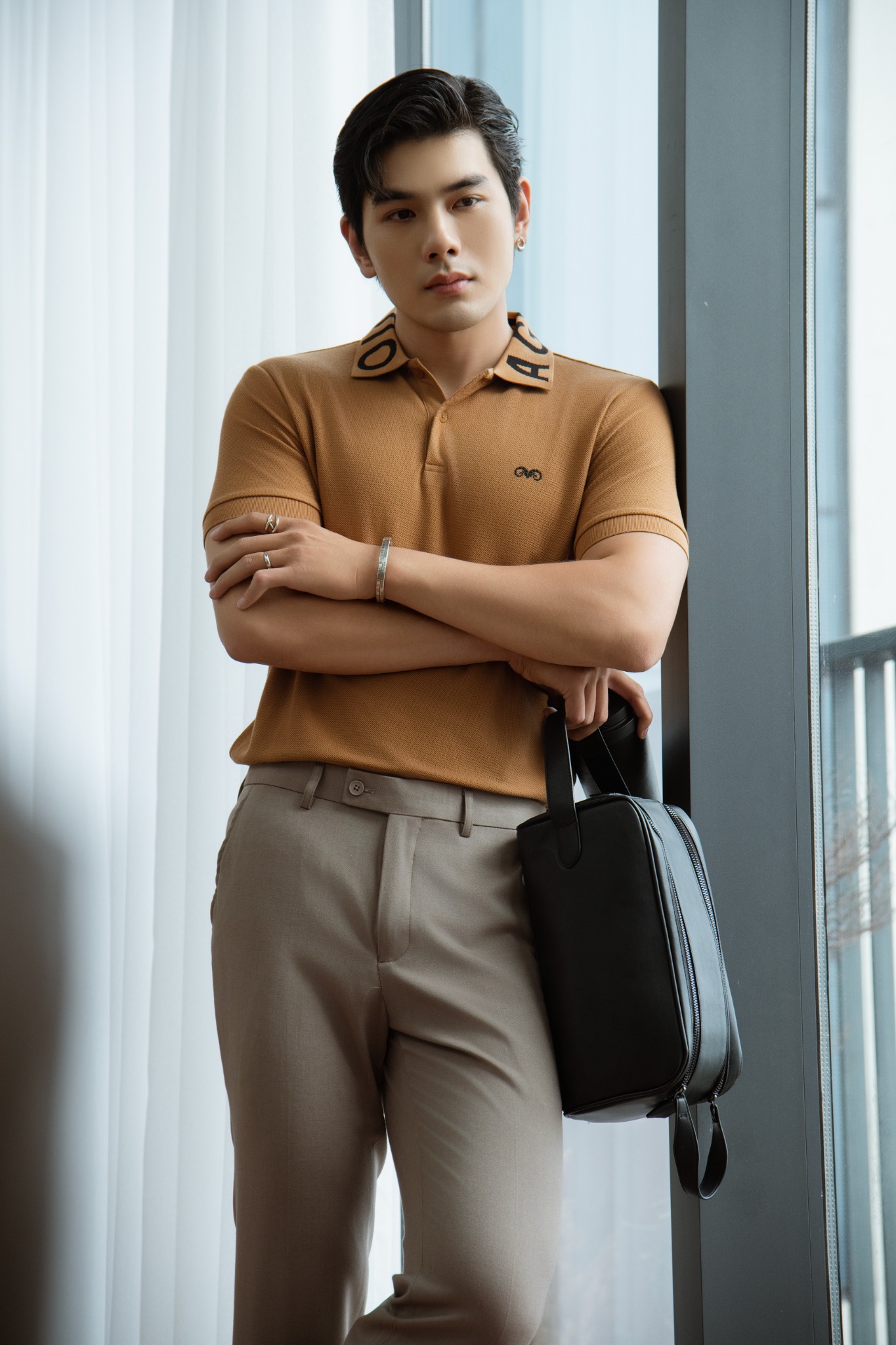 AG37 STUDIO SLIMFIT POLO - BROWN