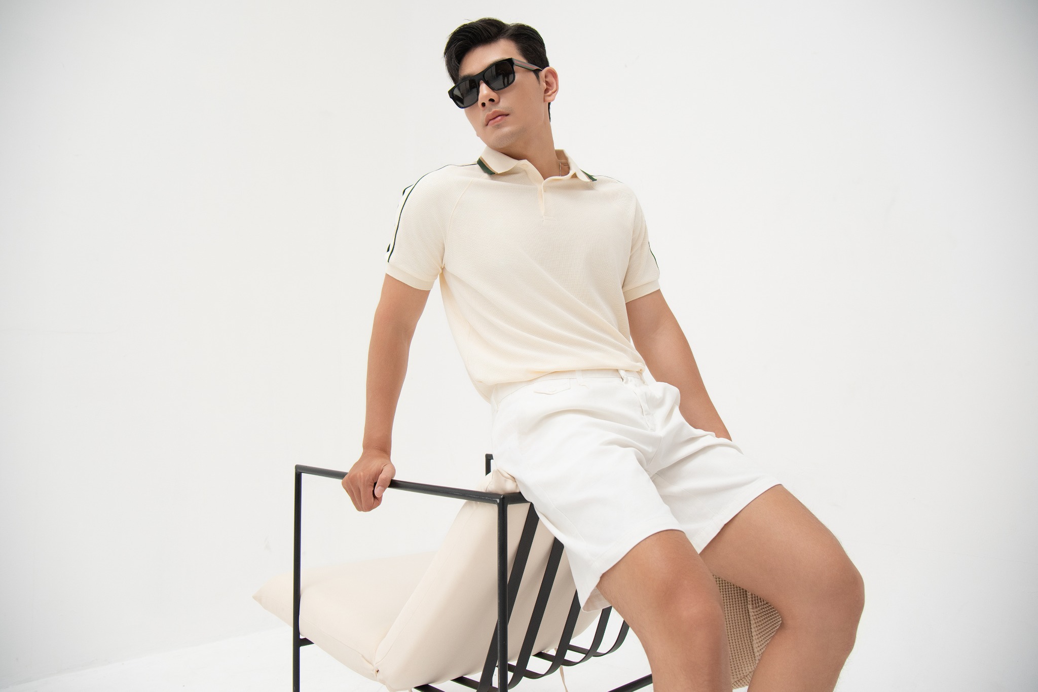 AG869 PREMIUM SLIMFIT POLO -  OFF WHITE