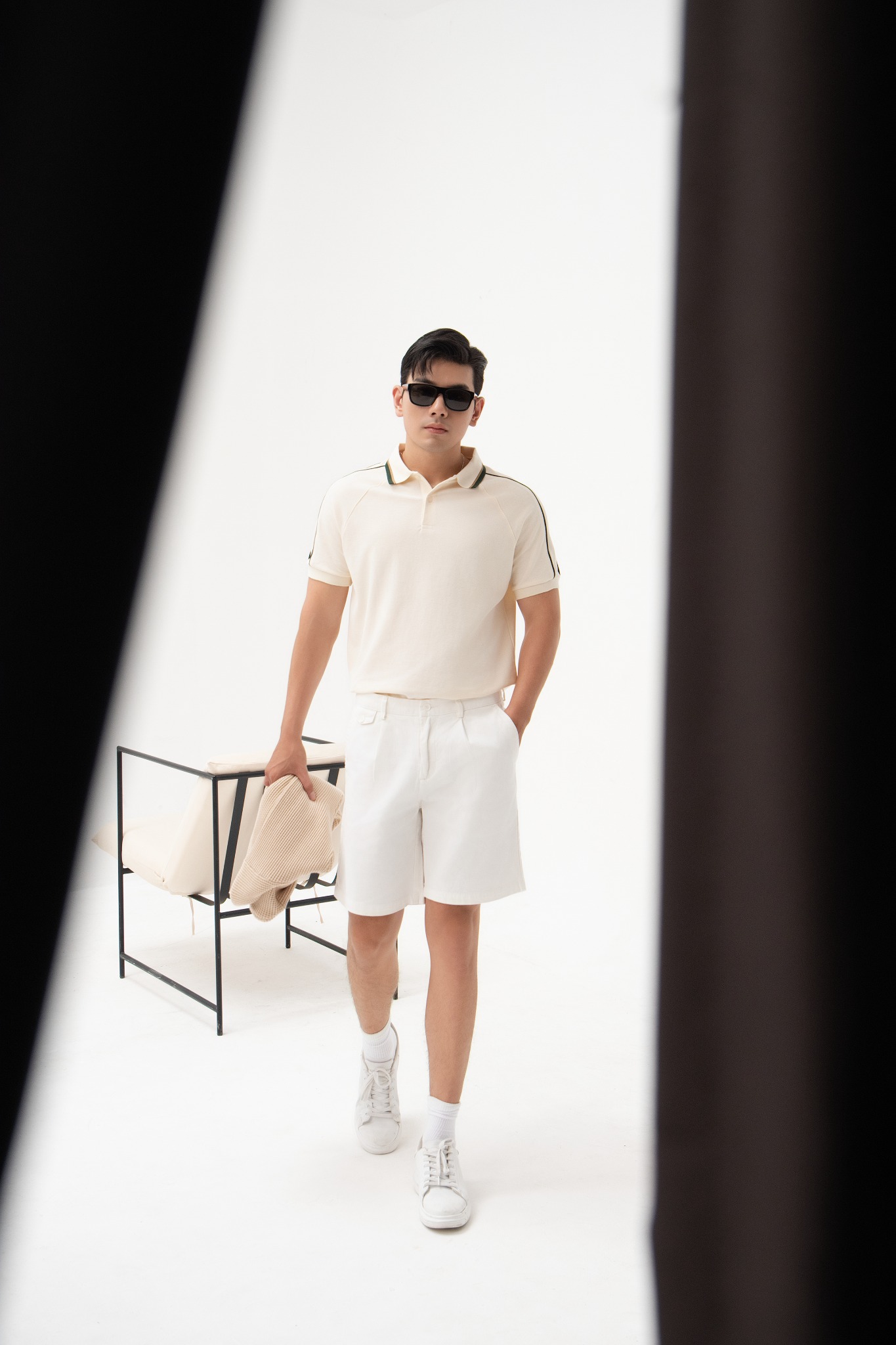 AG869 PREMIUM SLIMFIT POLO -  OFF WHITE