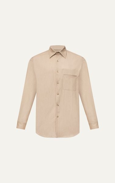  AG021 STUDIO LOOSE FIT BASIC POCKET SHIRT - BROWN