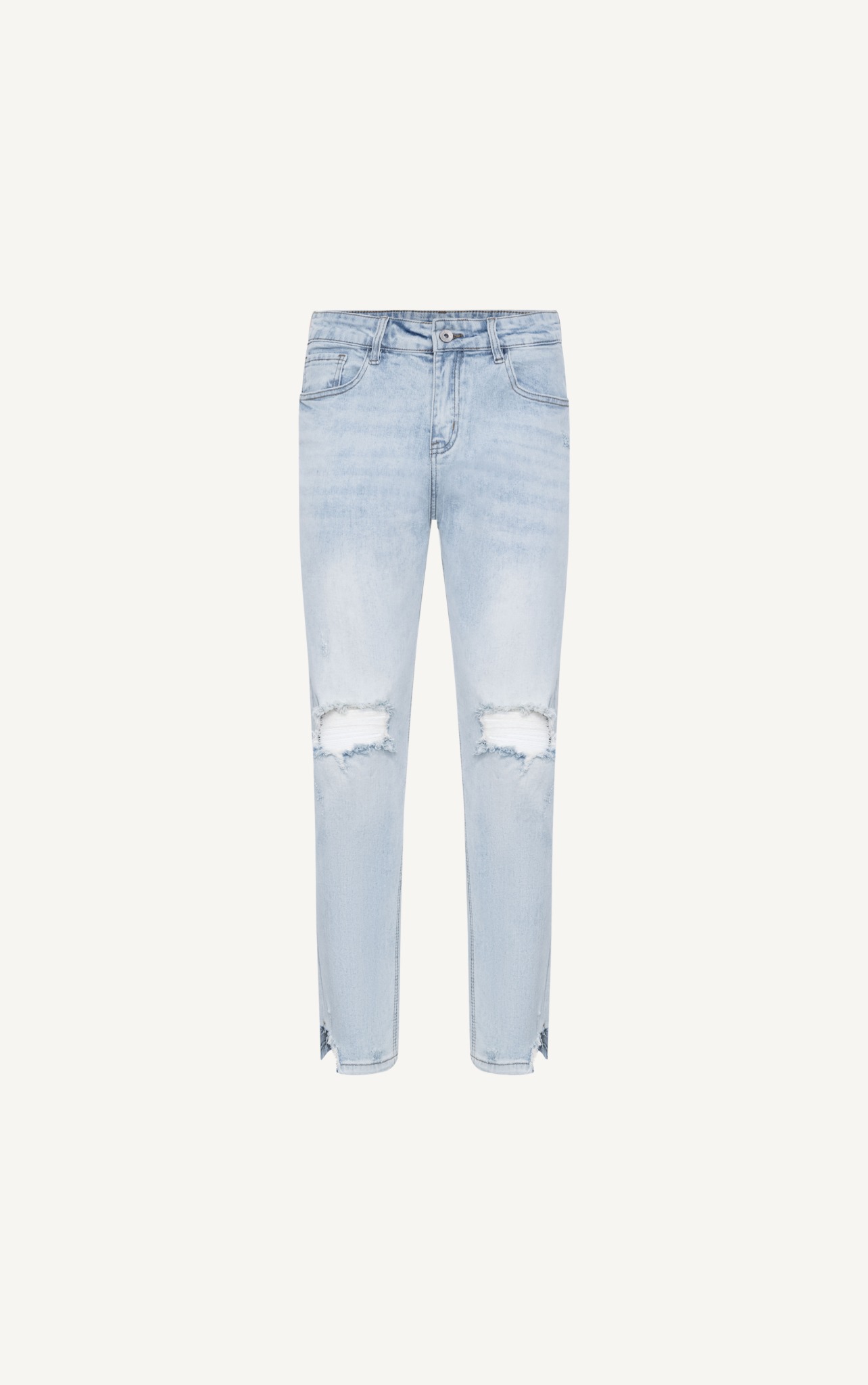 AG16 PREMIUM SLIMFIT MODERN RIPPED CUT LINE JEANS - LIGHT BLUE