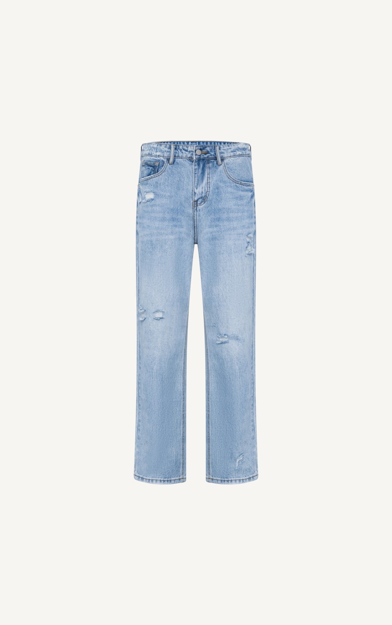 AG55 PREMIUM REGULAR FIT RIPPED JEANS - LIGHT BLUE