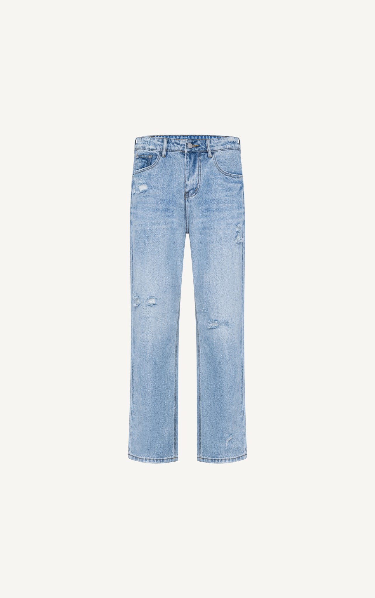 AG55 STUDIO REGULAR FIT RIPPED JEANS - LIGHT BLUE