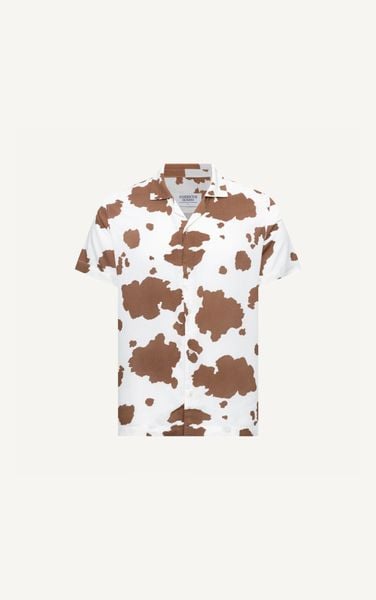  AG527 STUDIO LOOSE FIT DESIGN CUBAN SHIRT - BROWN