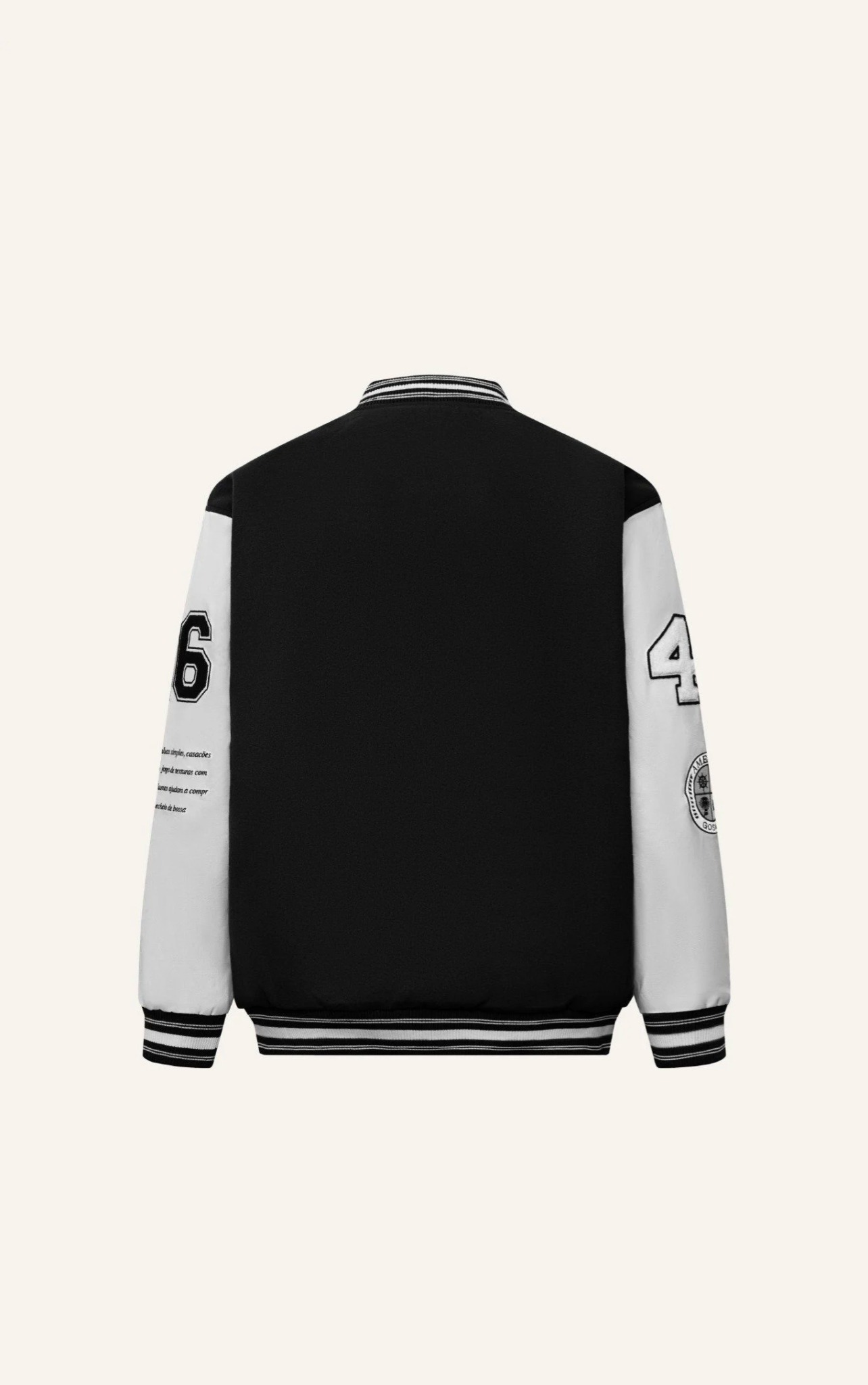 AG818 EMBROIDERY VARSITY JACKET IN BLACK