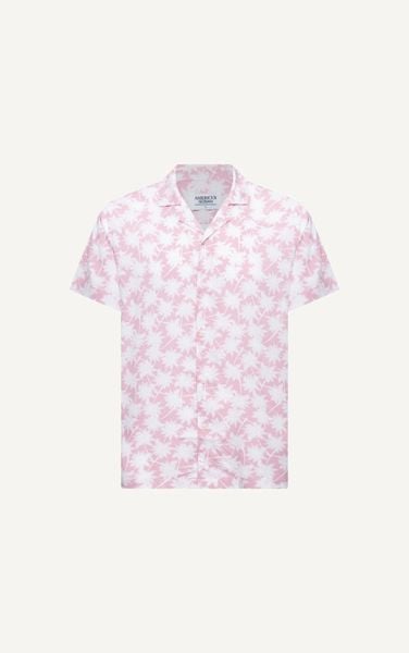  AG530 STUDIO LOOSE FIT NEW DESIGN FLOWER CUBAN SHIRT - PINK